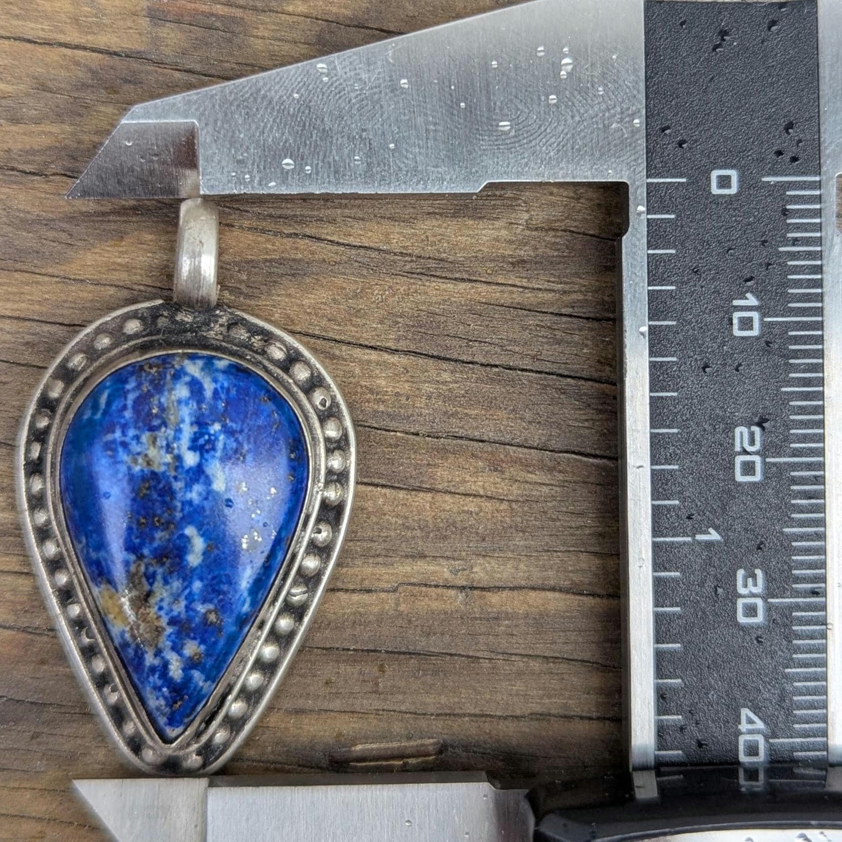 Handmade Tibetan Lapis lazuli Gemstone Sterling Silver Handmade Pendant (p7-028)