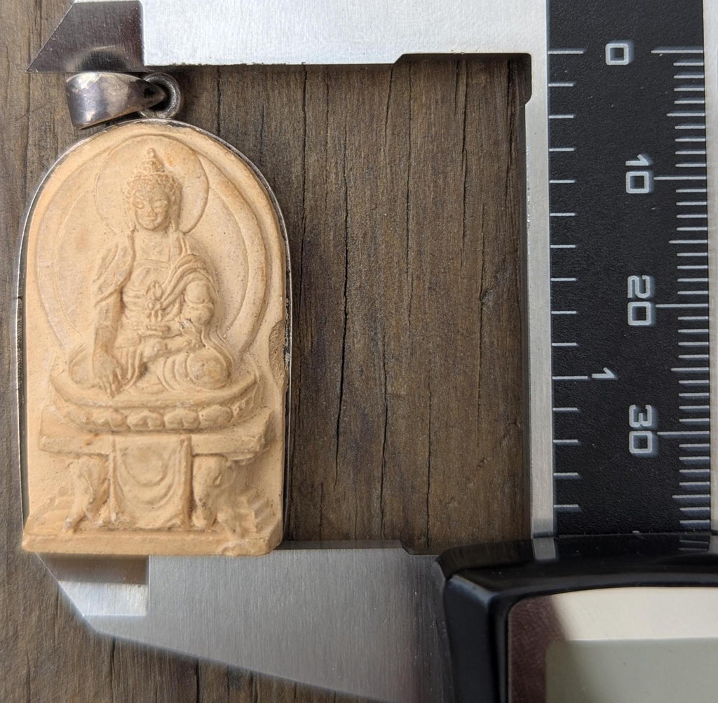 Handmade Sterling Silver Buddha Pendant: Tibetan Clay Motif -(P7)
