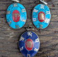 Handmade Tibetan Kalachakra pendant with turquoise, Coral and Lapis Lazuli inlaid (p7-042)