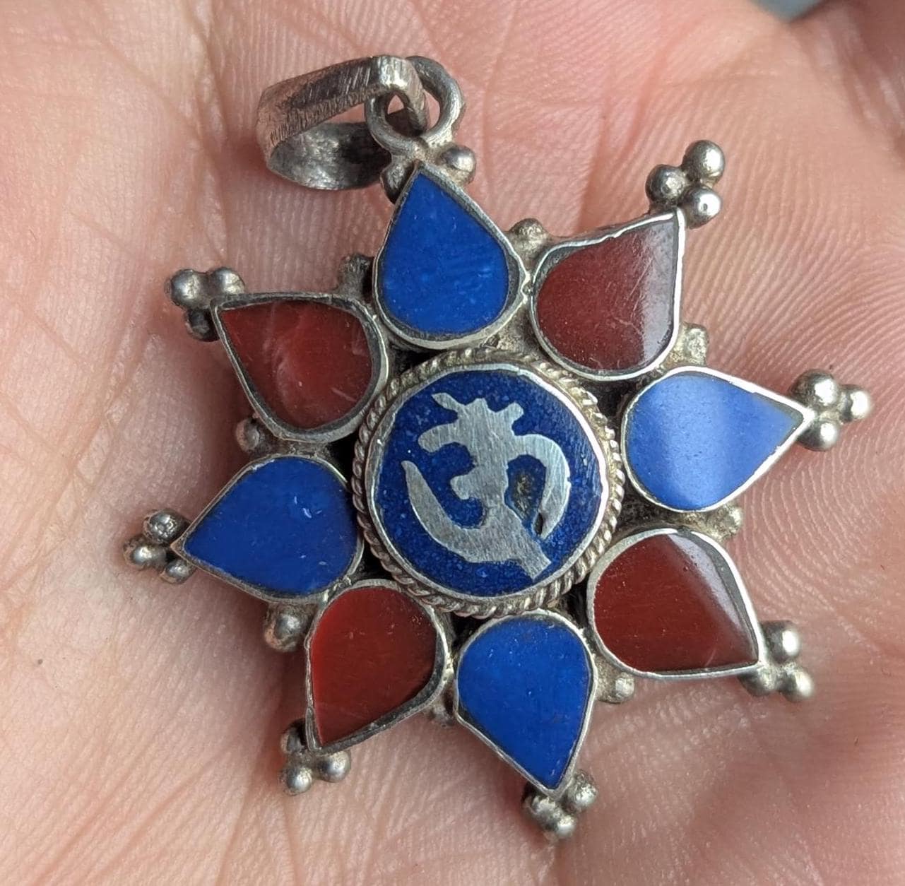 Handmade Tibetan Buddhist symbol pendant collection with turquoise, Coral and Lapis Lazuli inlaid (p7-046)