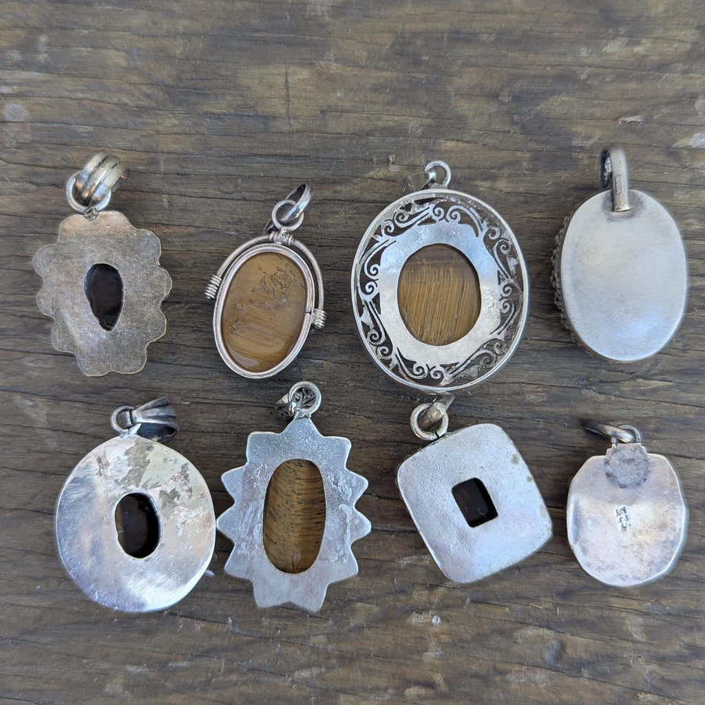 Fine sterling silver and Brass pendant collection with Tiger's eye gemstone (p7-052)