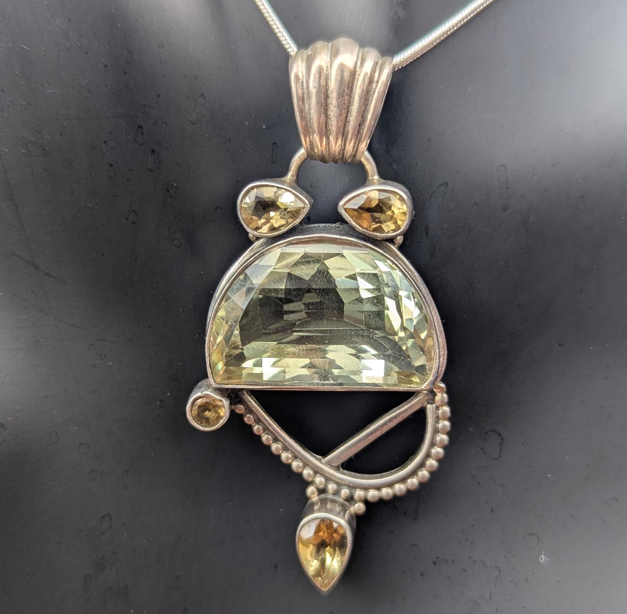 Yellow Sapphire Sterling Silver Pendant Collection: Butterfly, Statement, & More