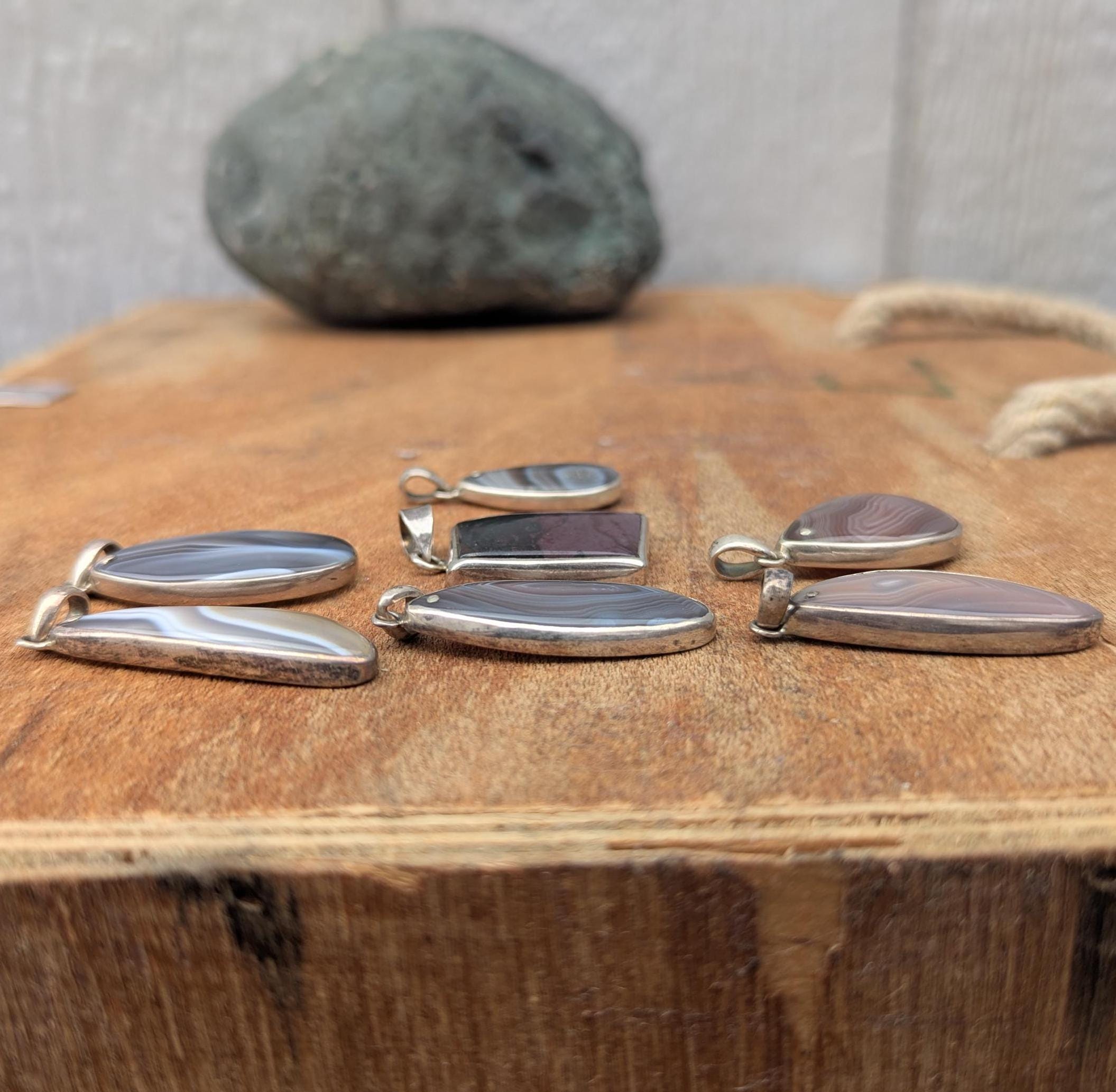 Unique sterling silver with Agate gemstones collection (p7-068)