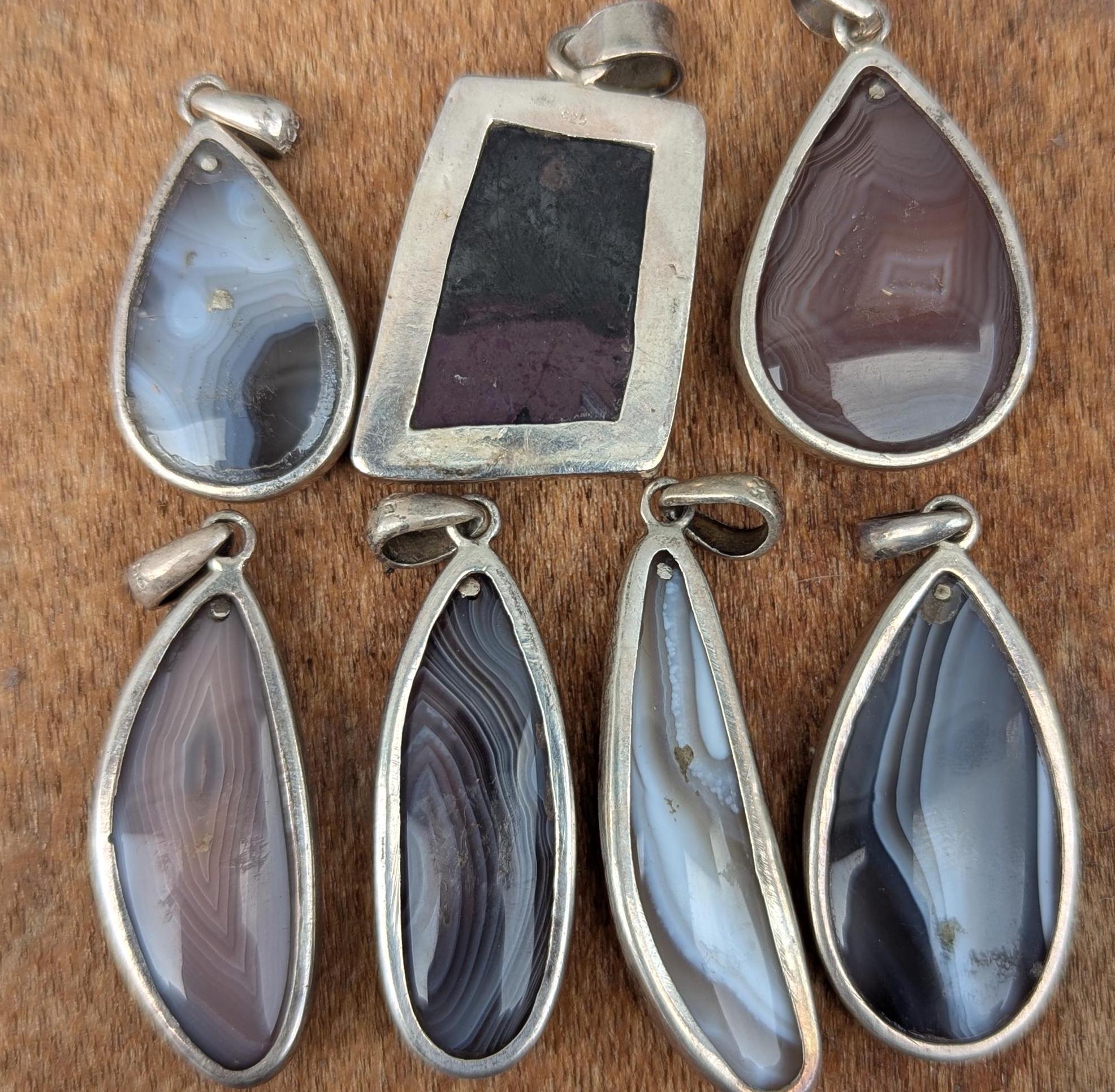 Unique sterling silver with Agate gemstones collection (p7-068)