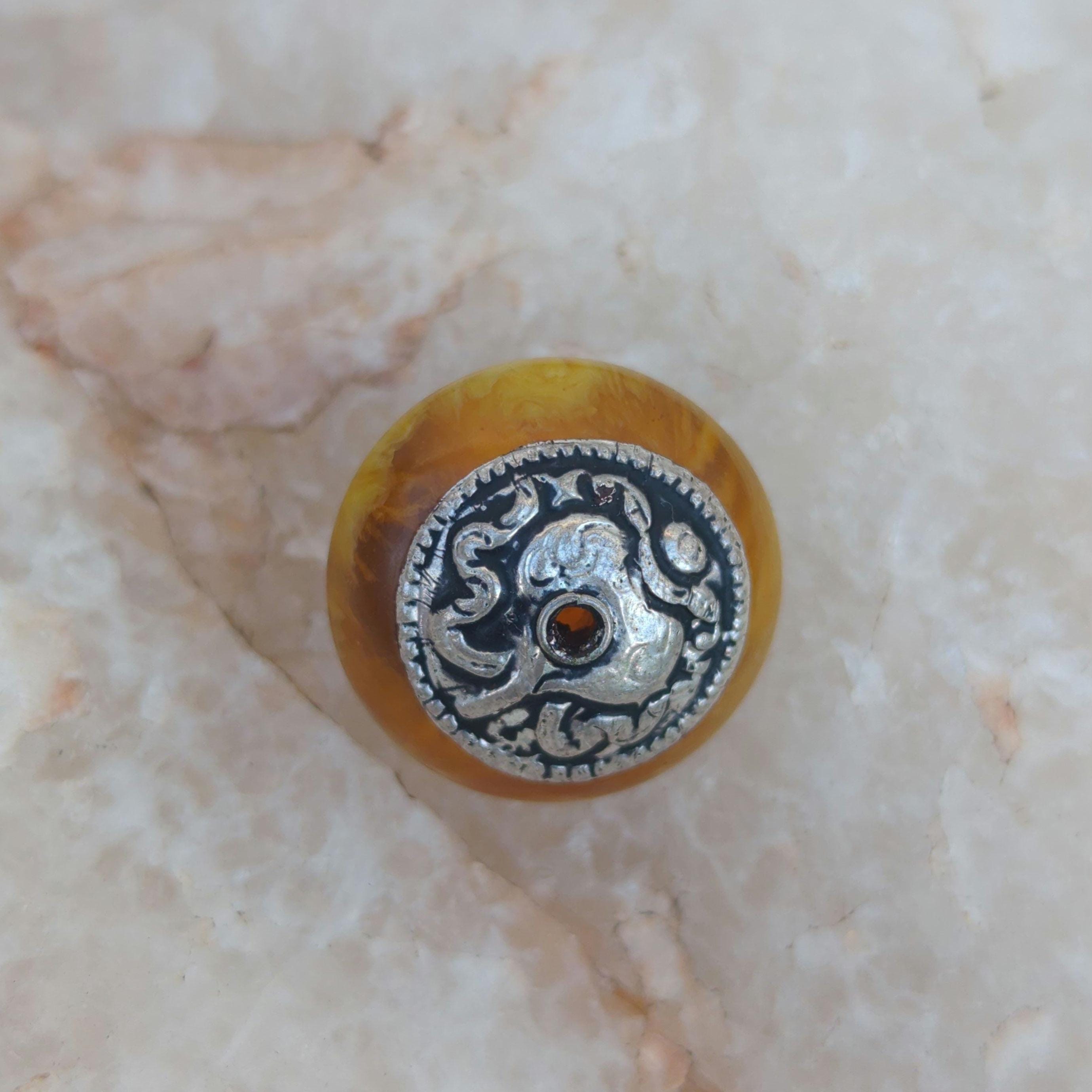 Handcraft unique oval-shaped beads, ethnic Himalayan bead with circles design brass turquoise coral inlays