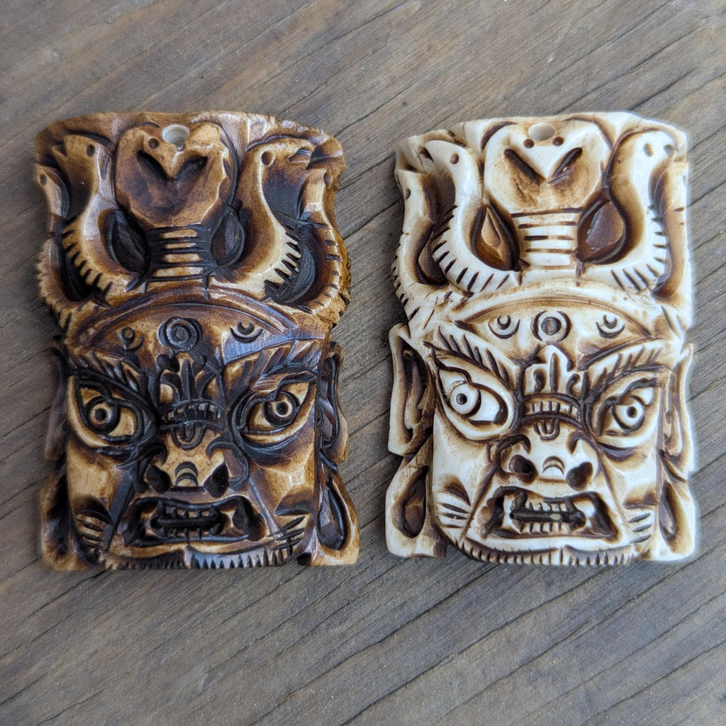 Hand-Carved Yak Bone Maha-Kala Button – Tibetan Buddhist Art