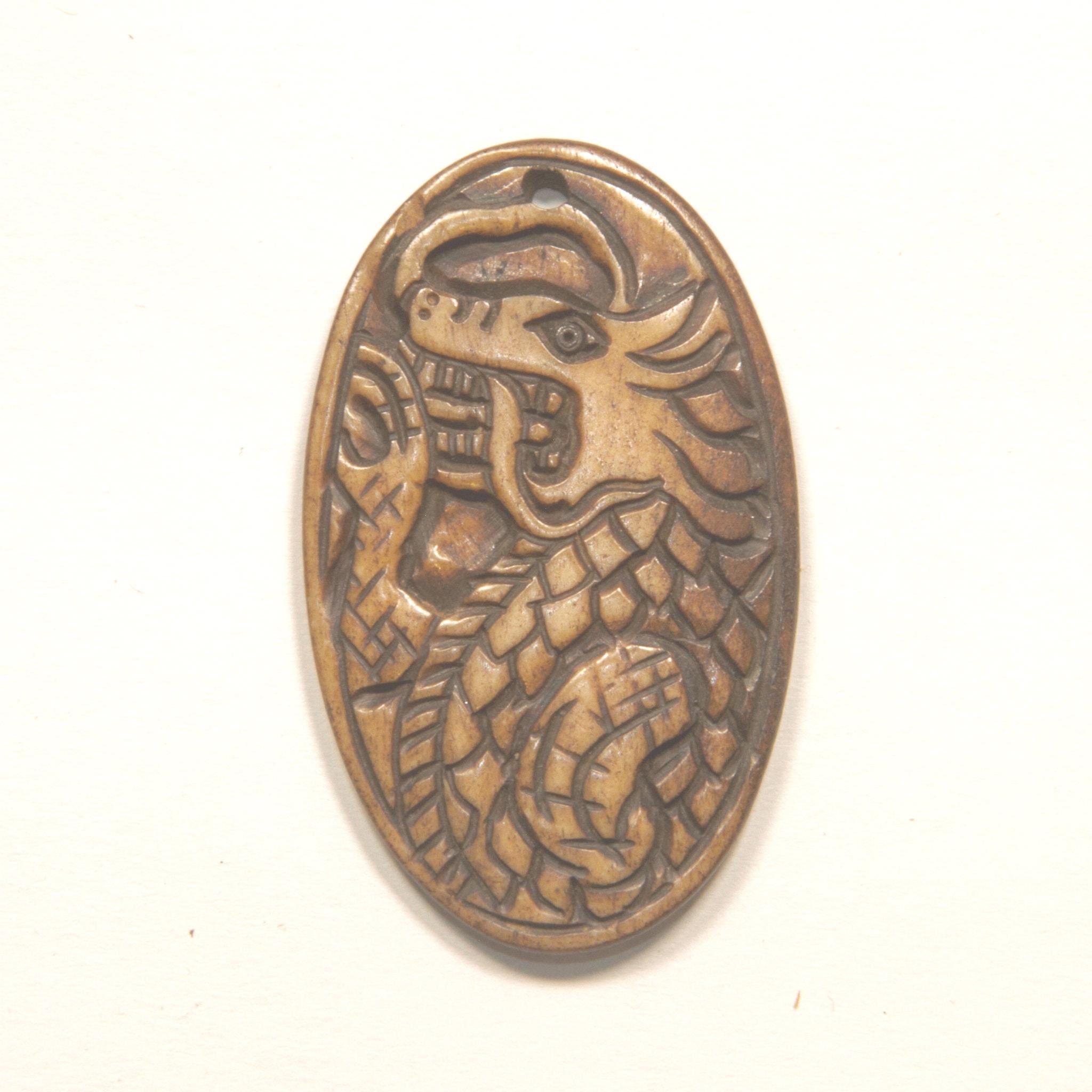 Hand-Carved Yak Bone Dragon/Lizard Amulet – Tibetan Tribal Jewelry