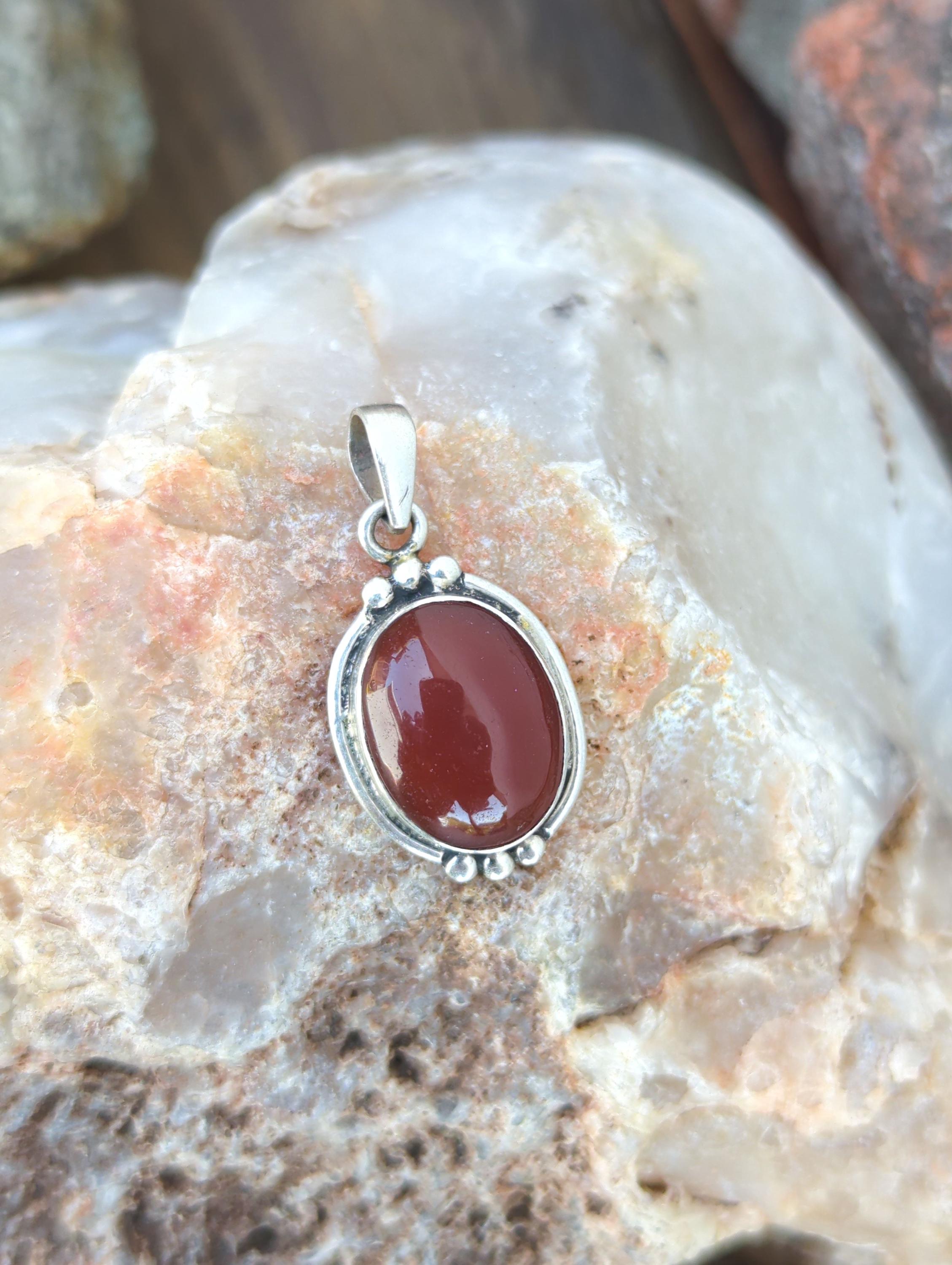 P3/8- Silver Red Carnelian Pendant (T12-008)
