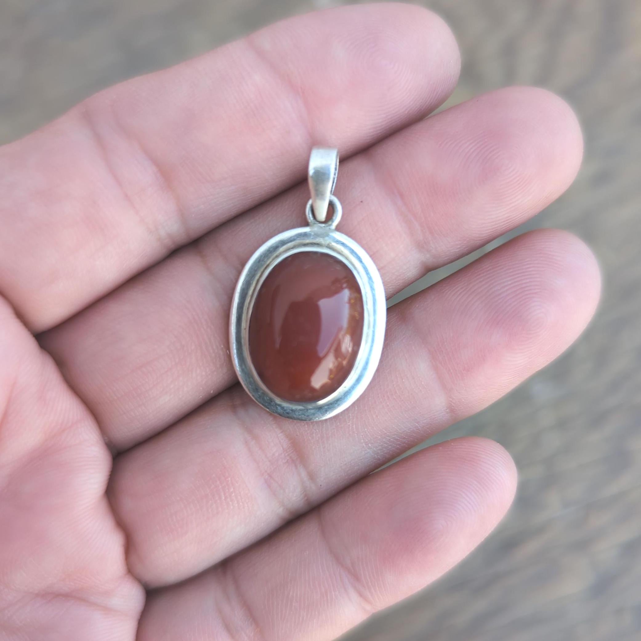 P3/8- Silver Red Carnelian Pendant (T12-008)