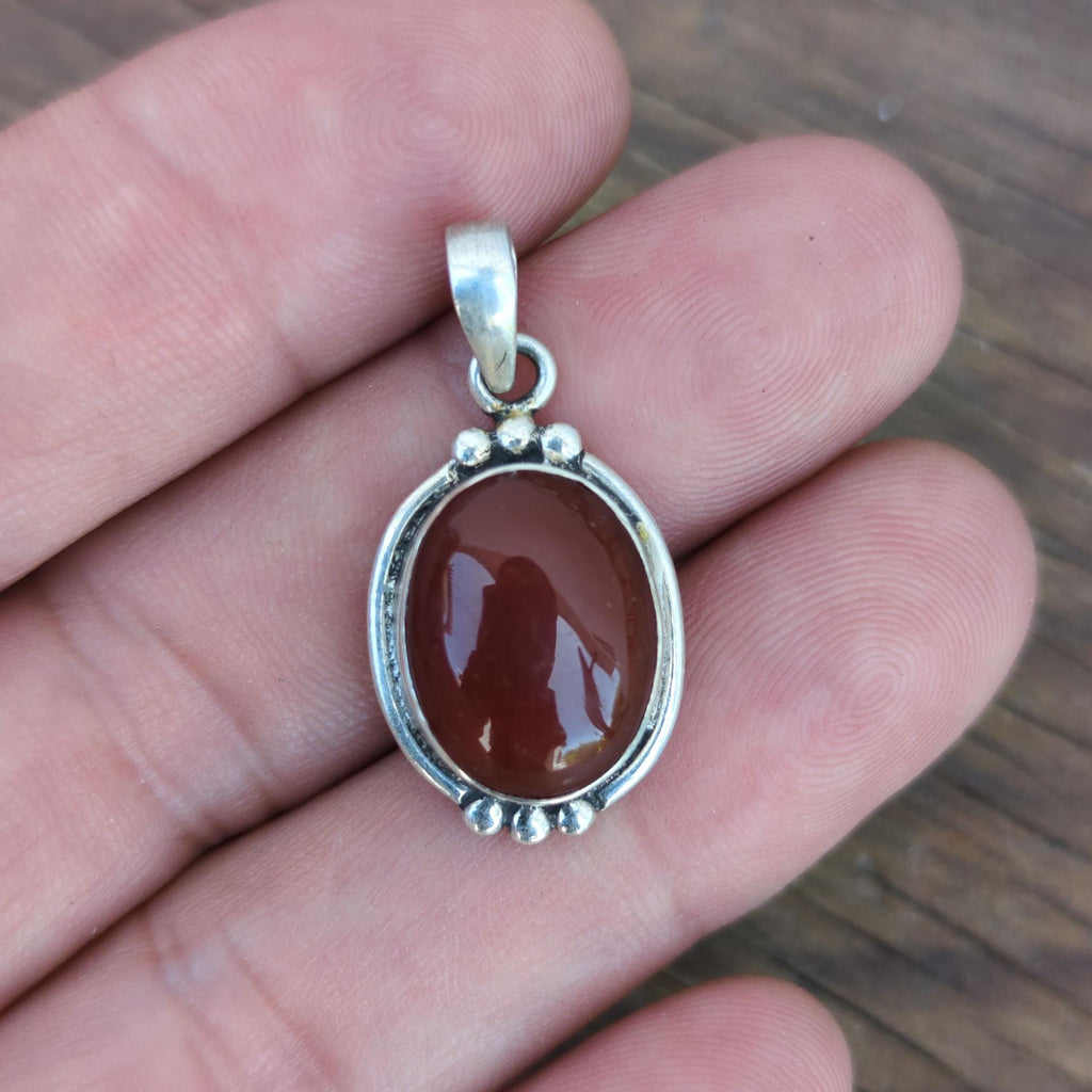 P3/8- Silver Red Carnelian Pendant (T12-008)