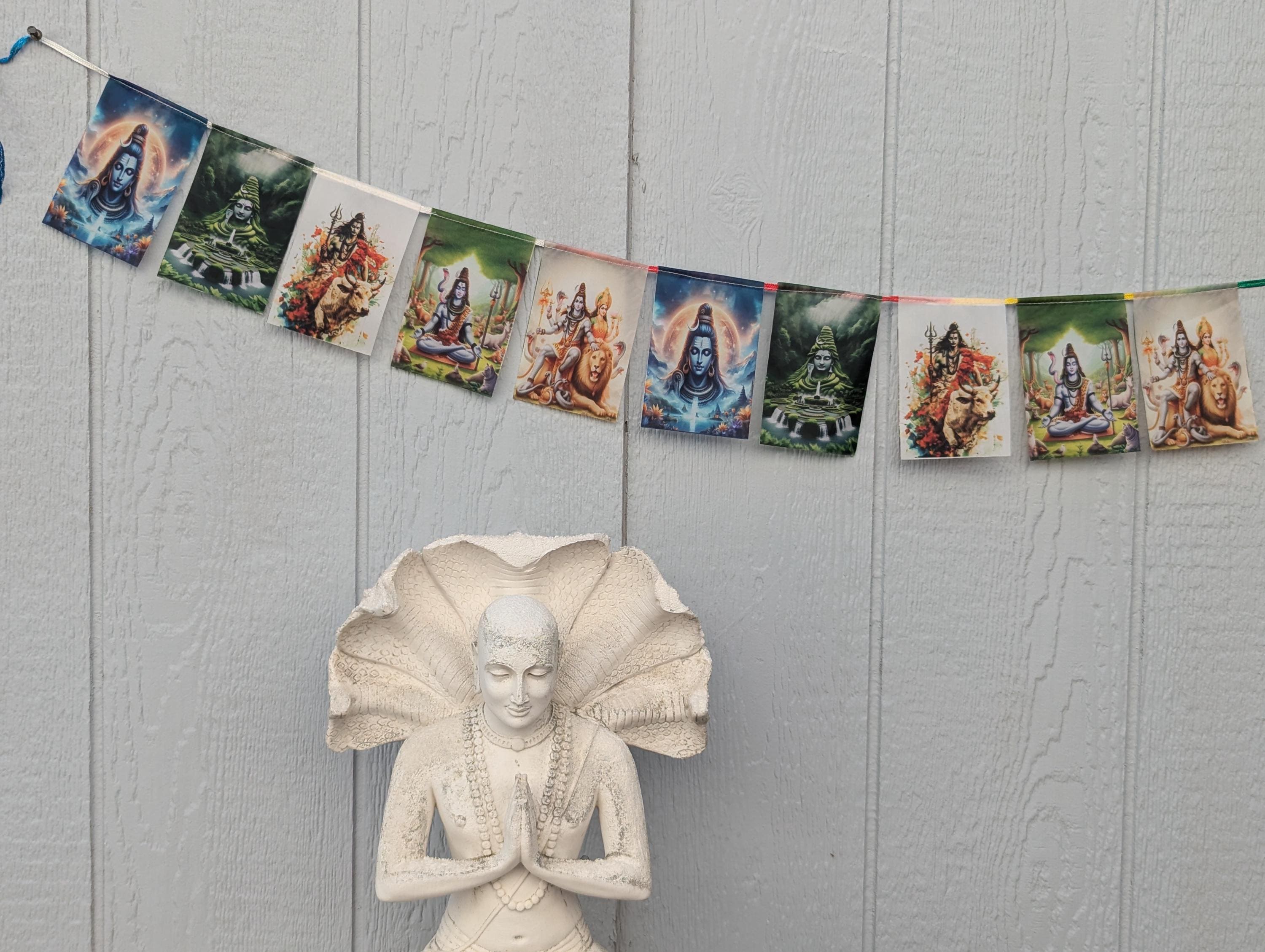 Mini Shiva Prayer Flags: Hand-Printed Spiritual Decor