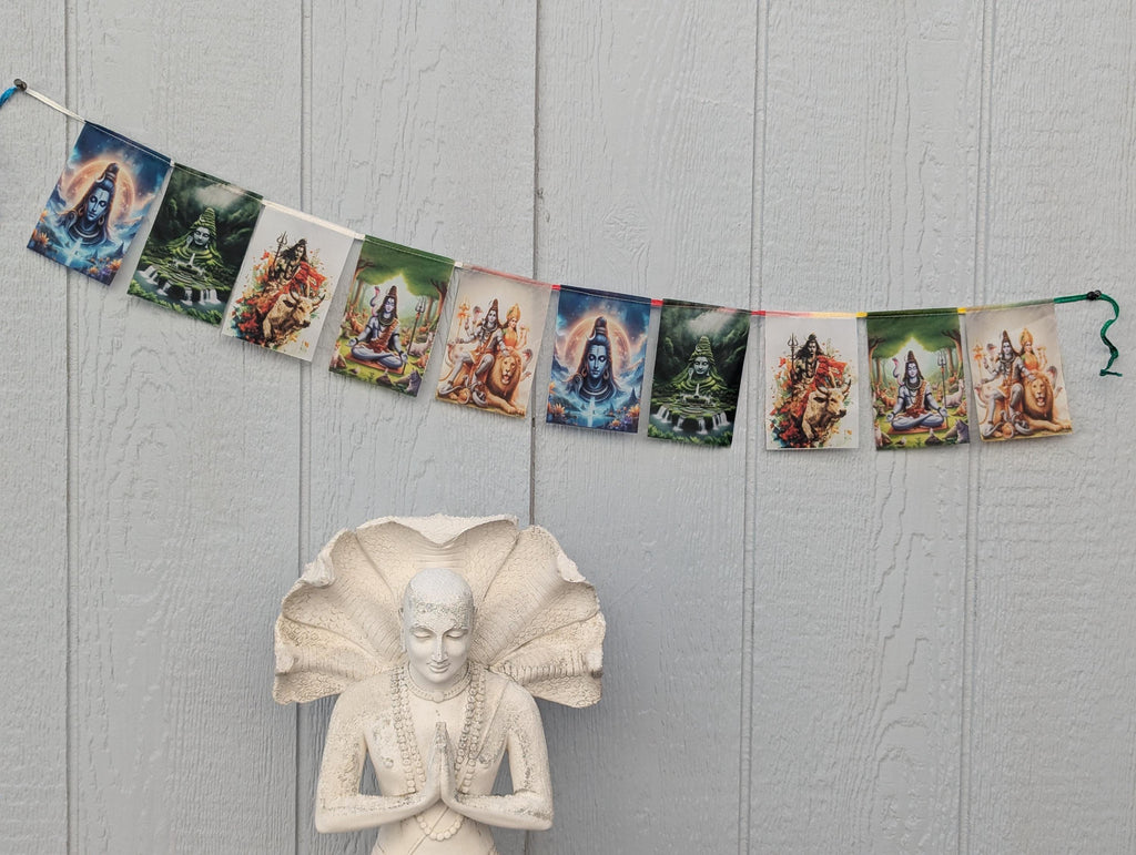 Mini Krishna Prayer Flags: Spiritual Home Decor, Yoga Room Decorations