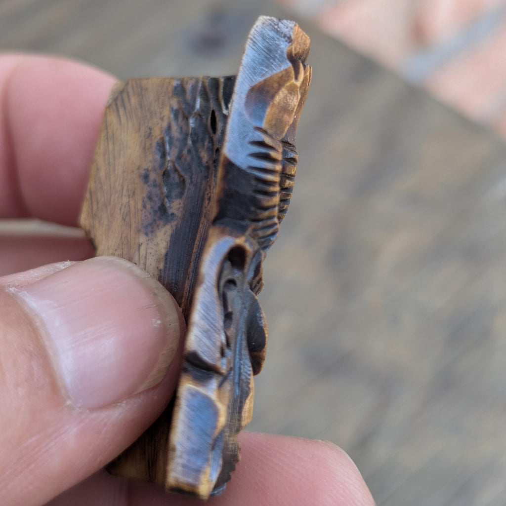 Hand-Carved Yak Bone Maha-Kala Button – Tibetan Buddhist Art
