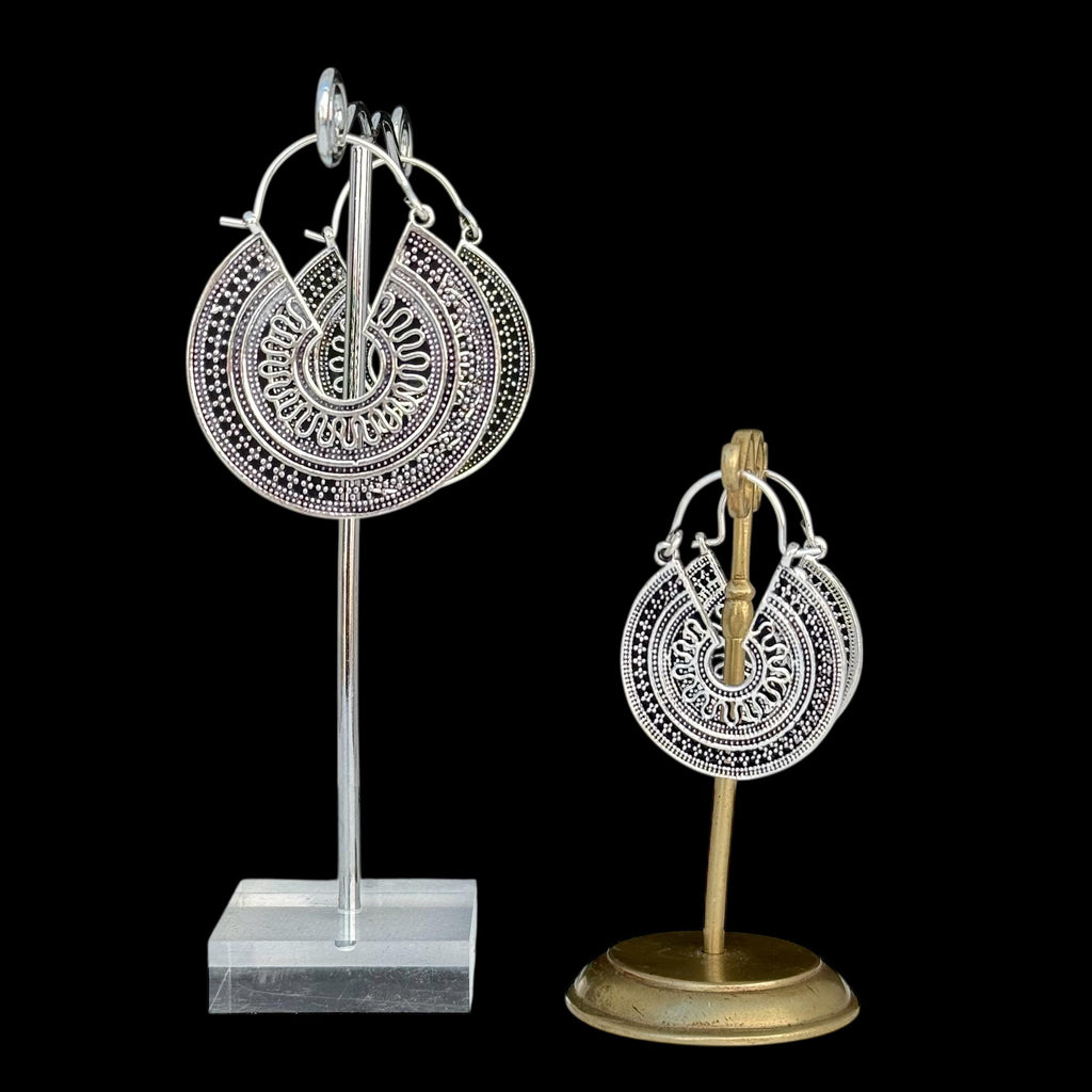Boho Brass Mandala Earrings, Bohemian Tribal Jewelry