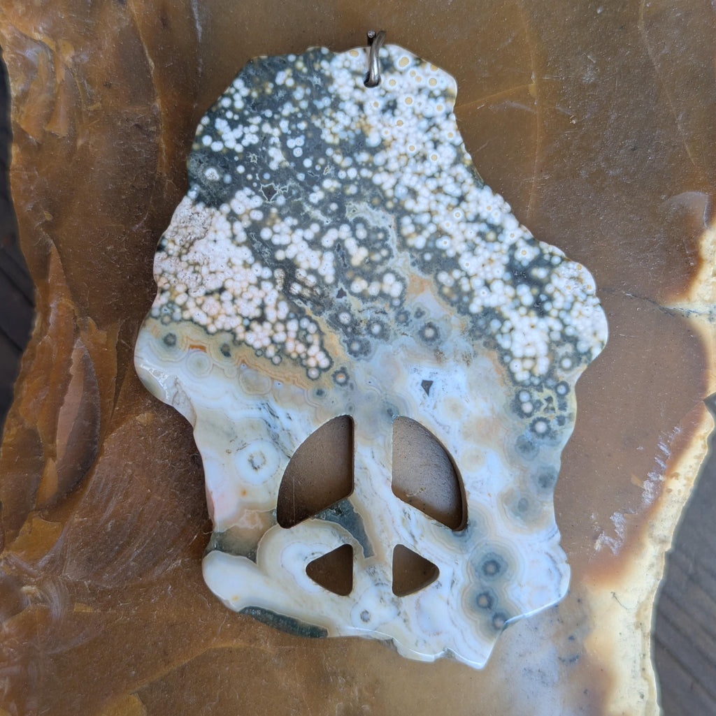 Jasper Peace Sign Carving: One-of-a-Kind Crystal Rock