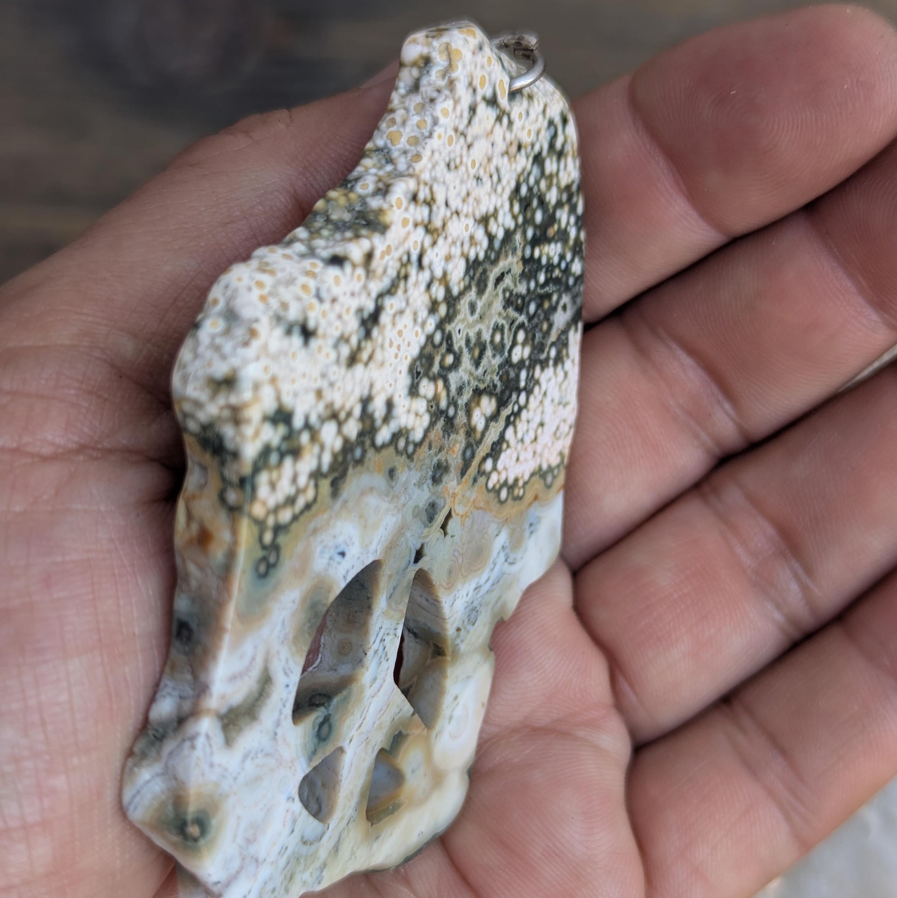 Jasper Peace Sign Carving: One-of-a-Kind Crystal Rock