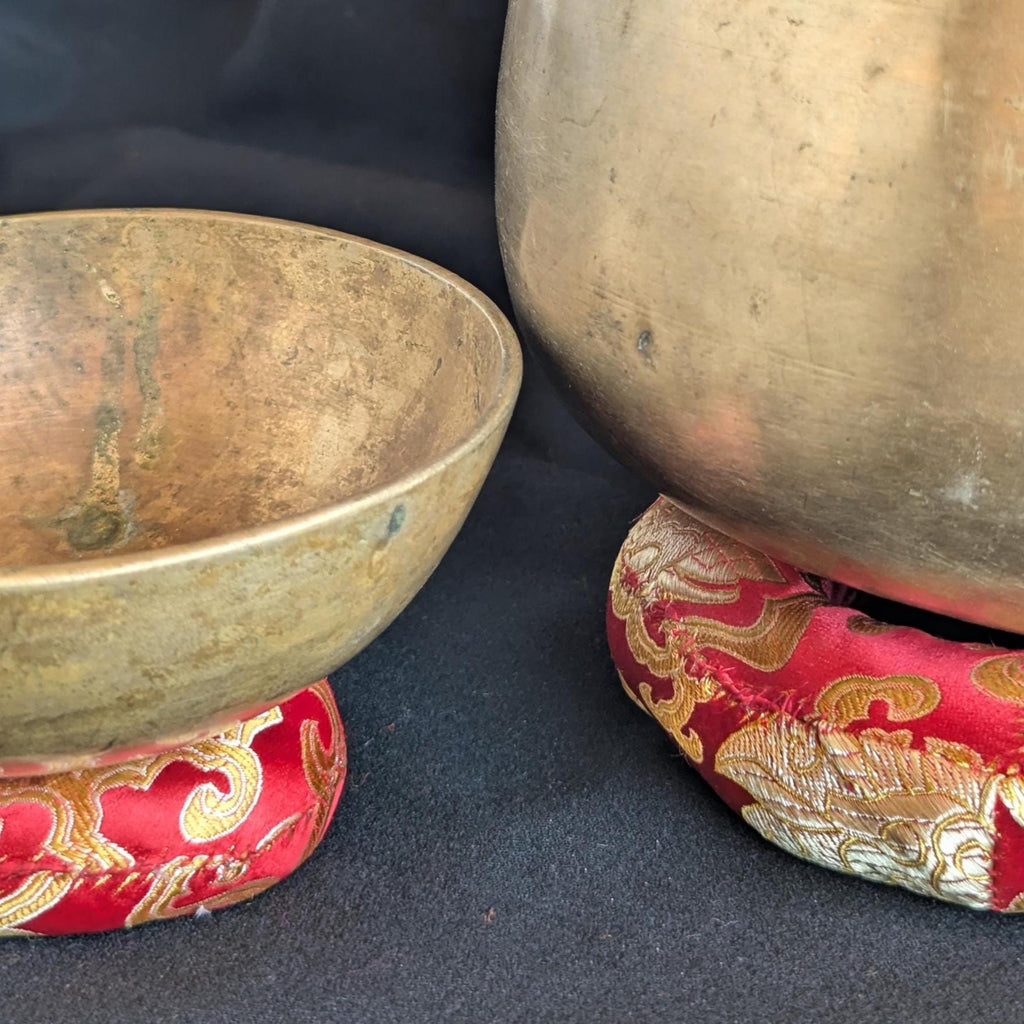 Handmade Silk Singing Bowl Cushion: Tibetan Sound Bowl Pillow