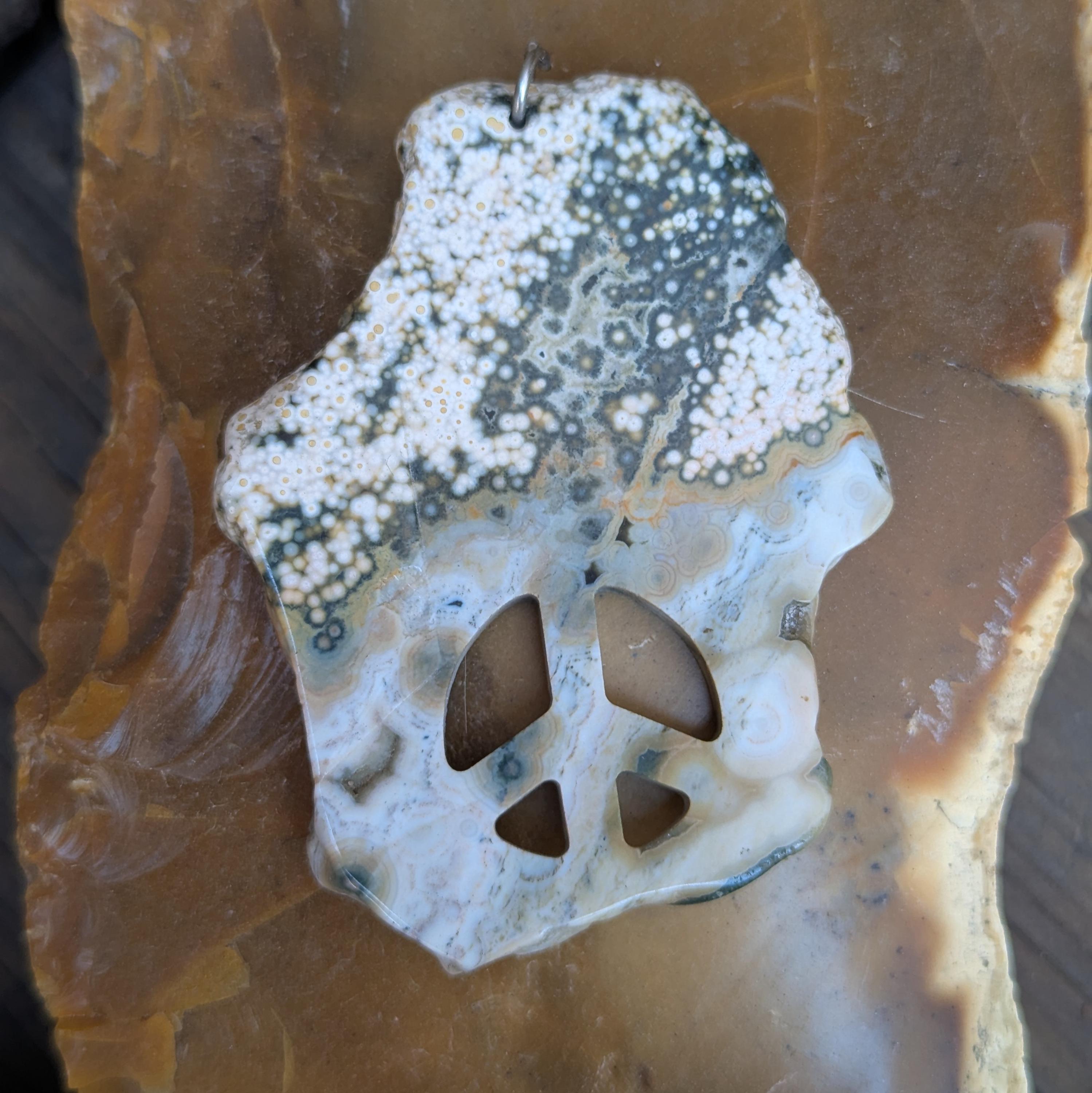 Jasper Peace Sign Carving: One-of-a-Kind Crystal Rock