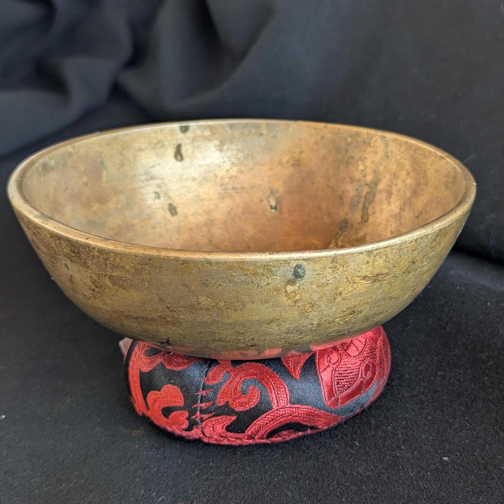 Handmade Silk Singing Bowl Cushion: Tibetan Sound Bowl Pillow