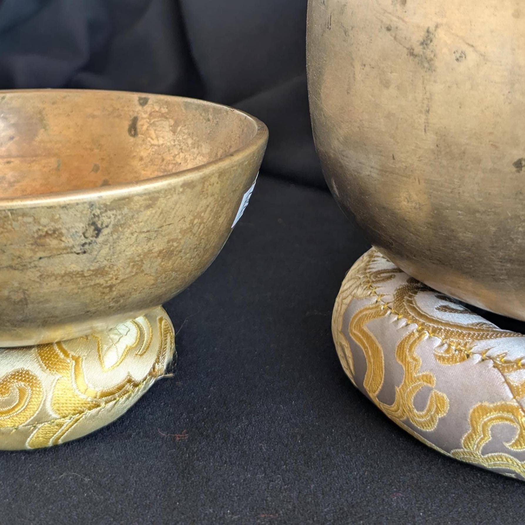 Handmade Silk Singing Bowl Cushion: Tibetan Sound Bowl Pillow