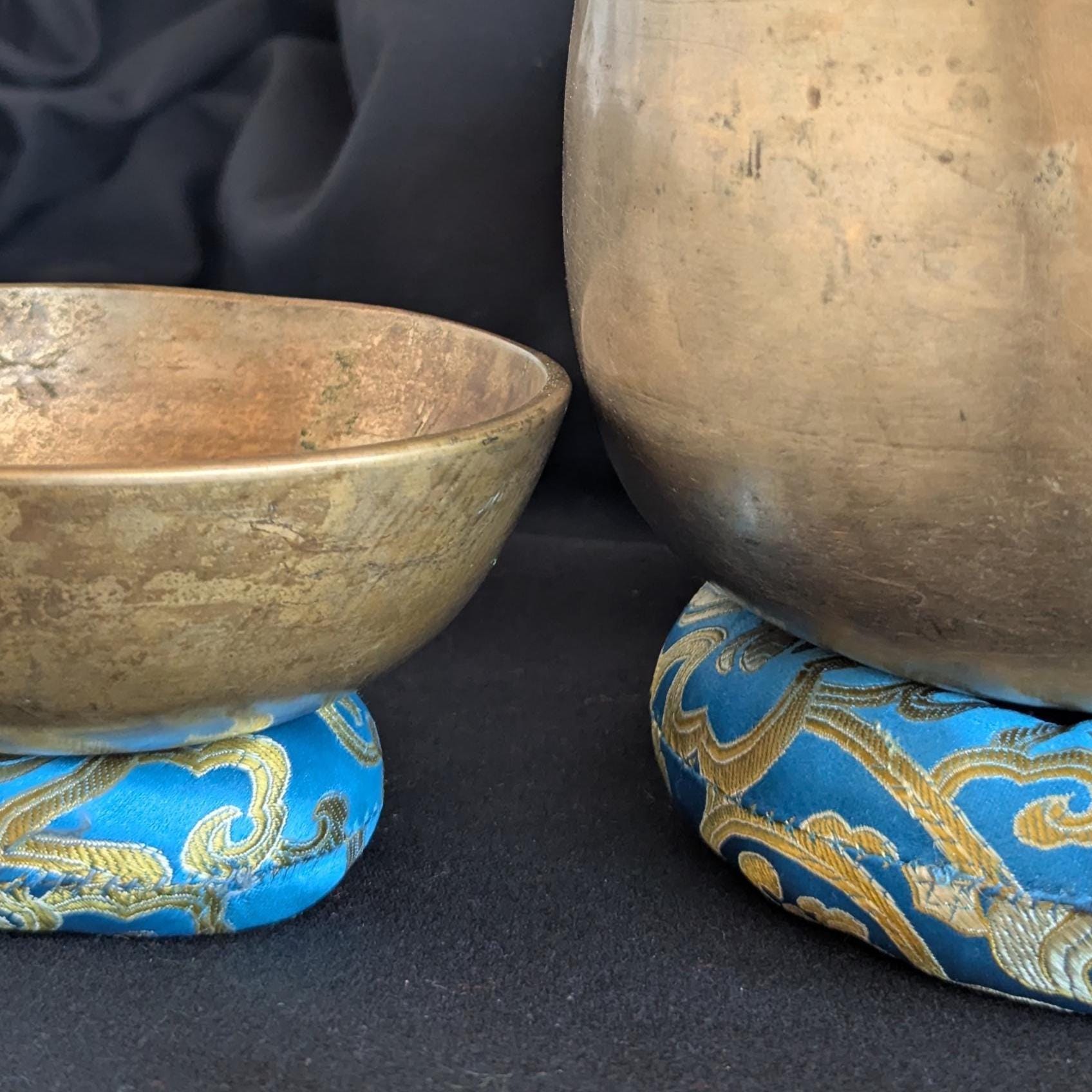 Handmade Silk Singing Bowl Cushion: Tibetan Sound Bowl Pillow