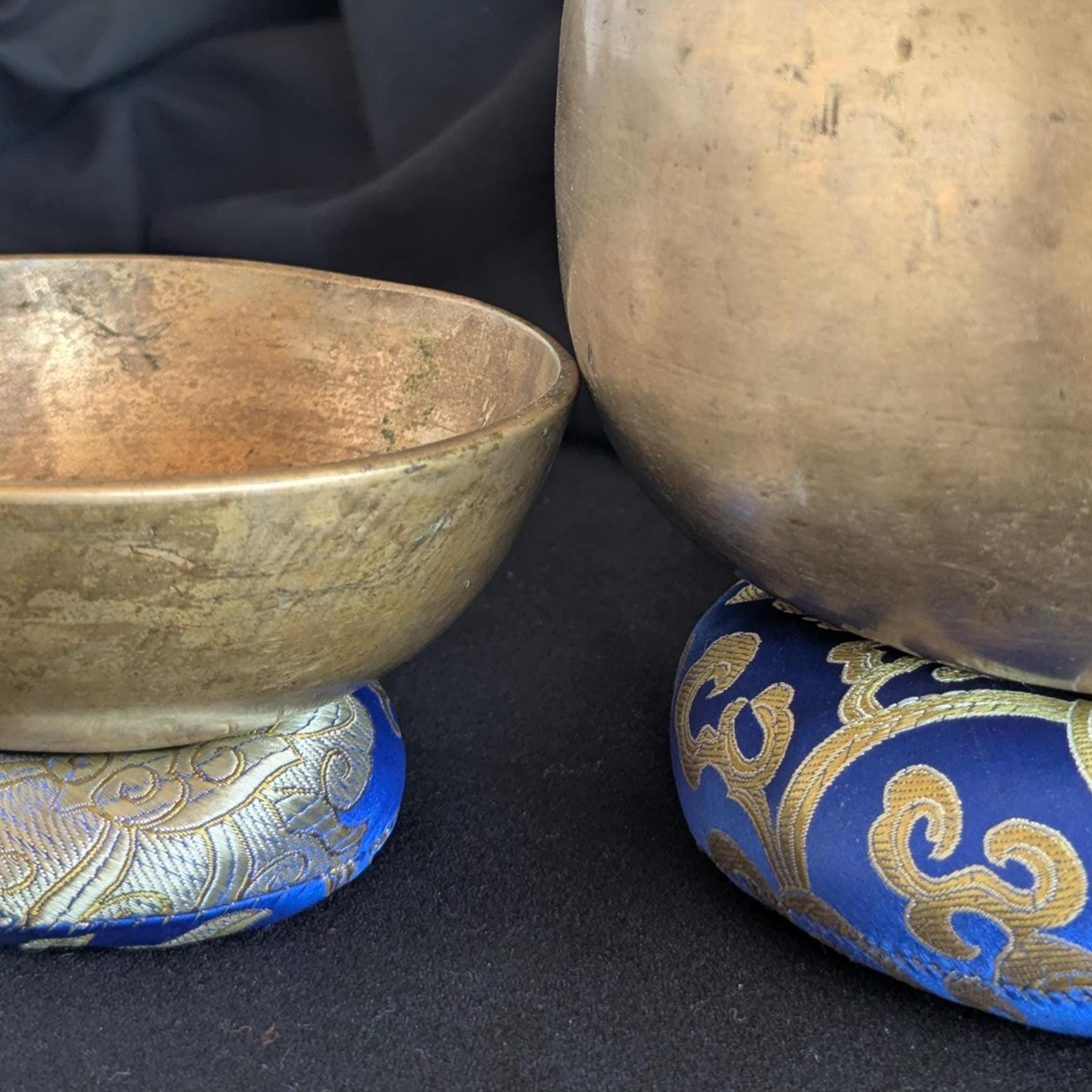 Handmade Silk Singing Bowl Cushion: Tibetan Sound Bowl Pillow