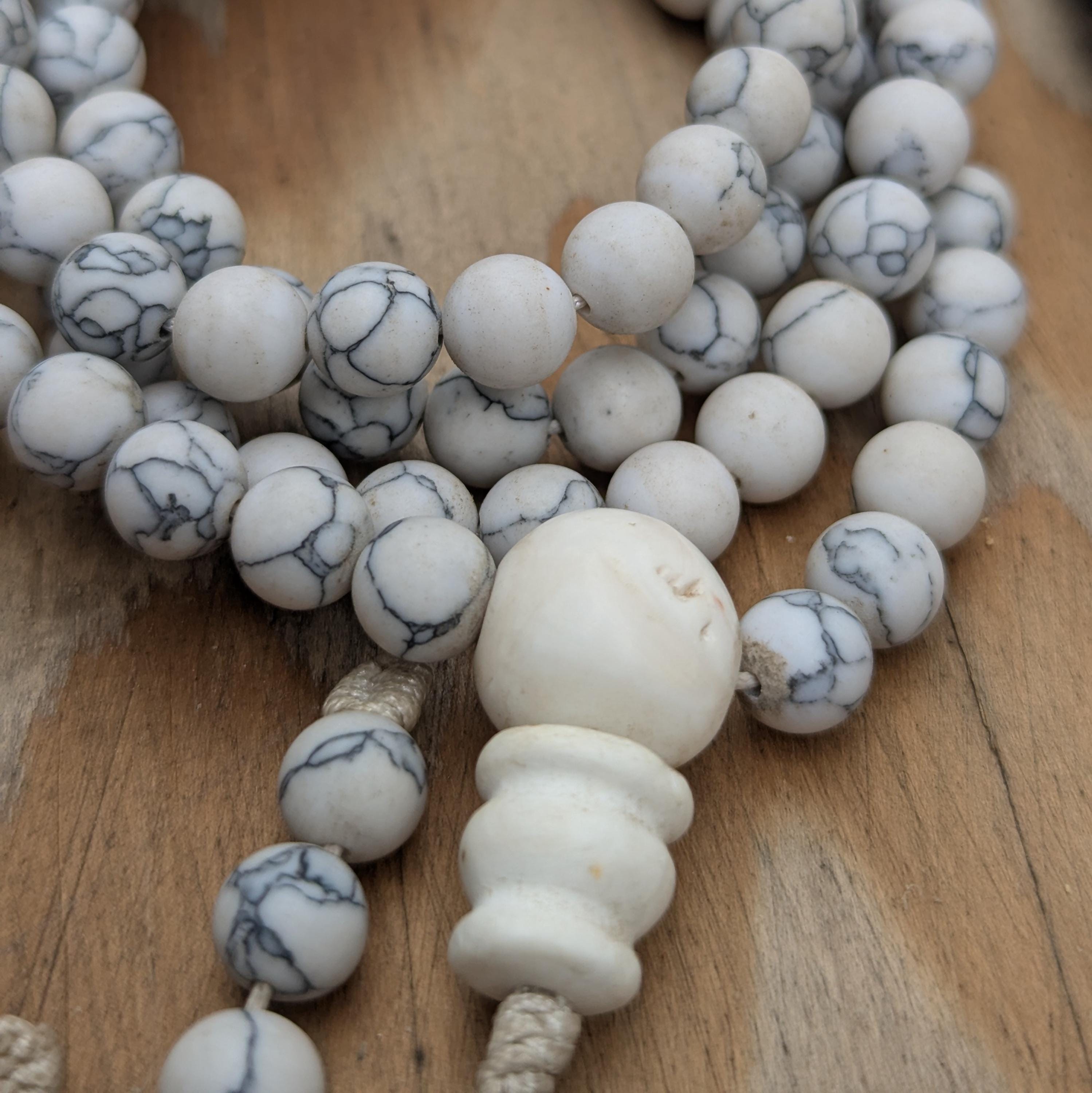 8mm custom-made Mala Necklace: 108 Prayer Beads, Indian Holly, Raktu seed mala