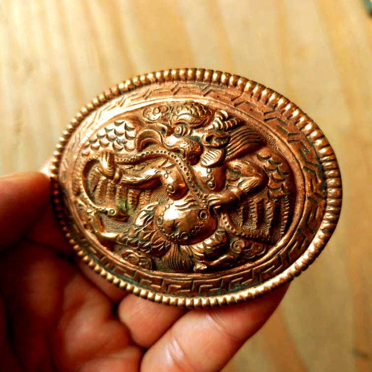 Exotic Tibetan copper Garuda Belt Buckle
