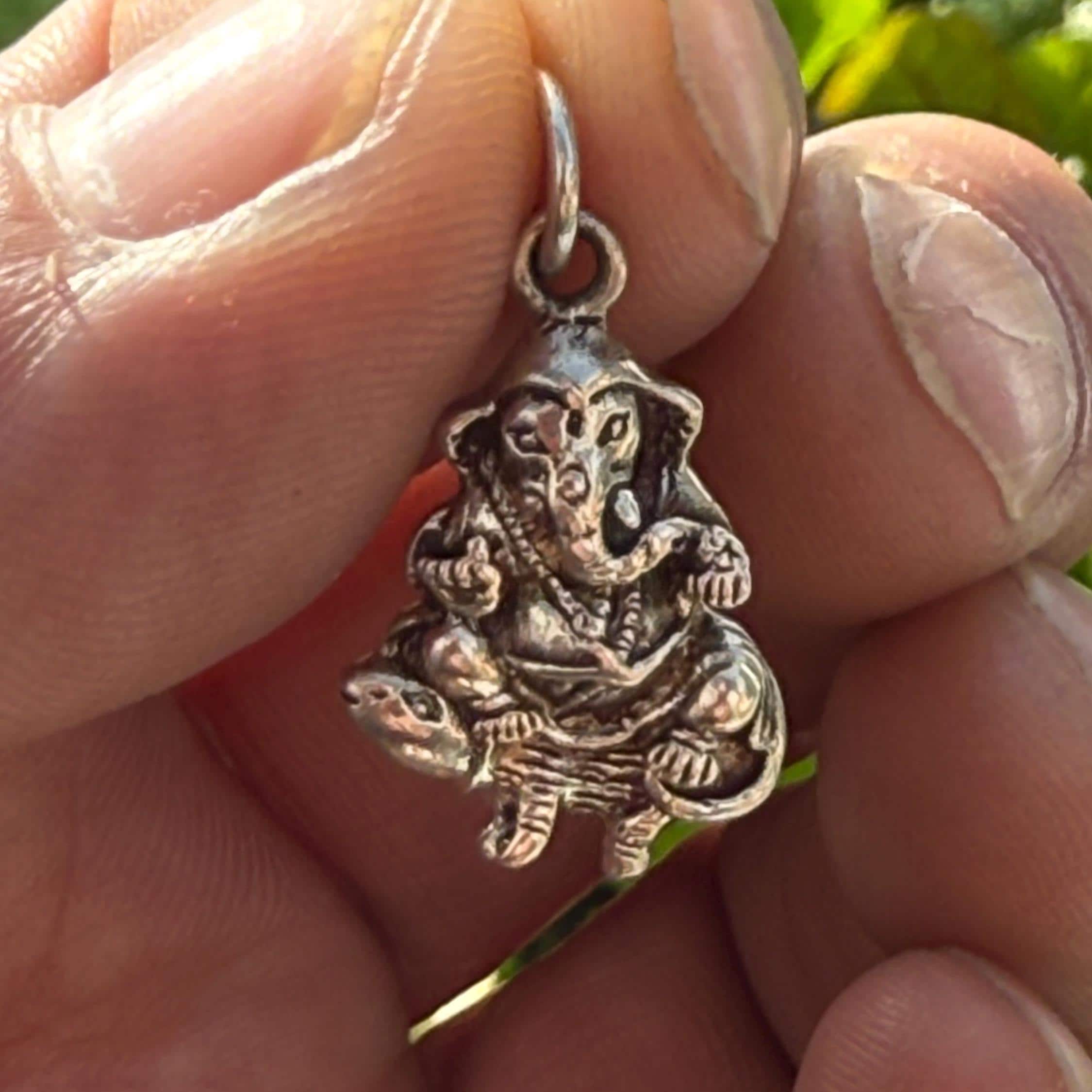 Sterling Silver Ganesha Pendant: Hindu God Shiva's Son ( P5 )
