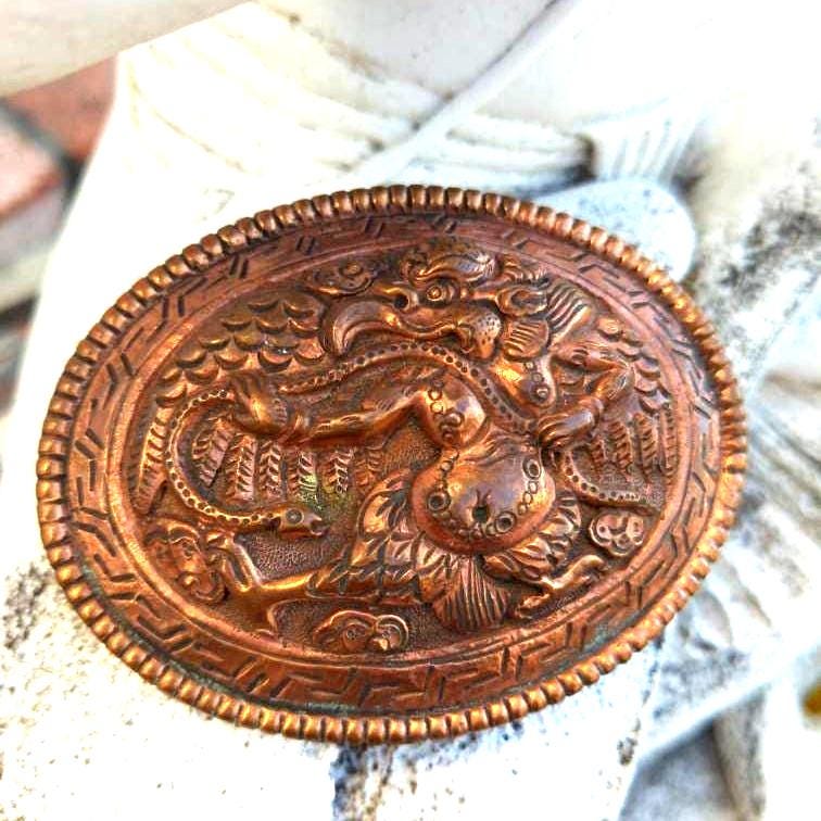 Exotic Tibetan copper Garuda Belt Buckle