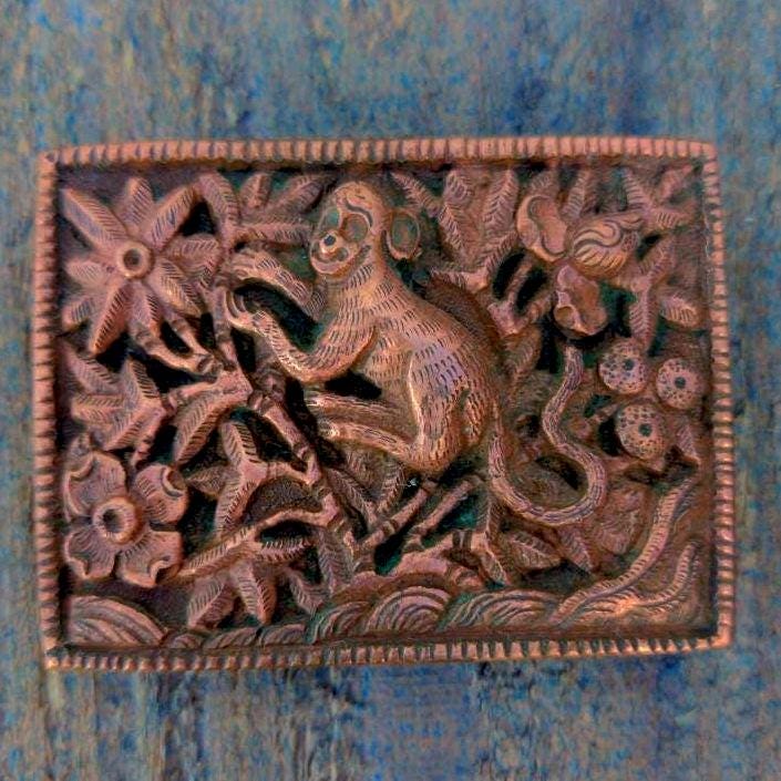 Exotic Tibetan monkey copper Belt Buckle