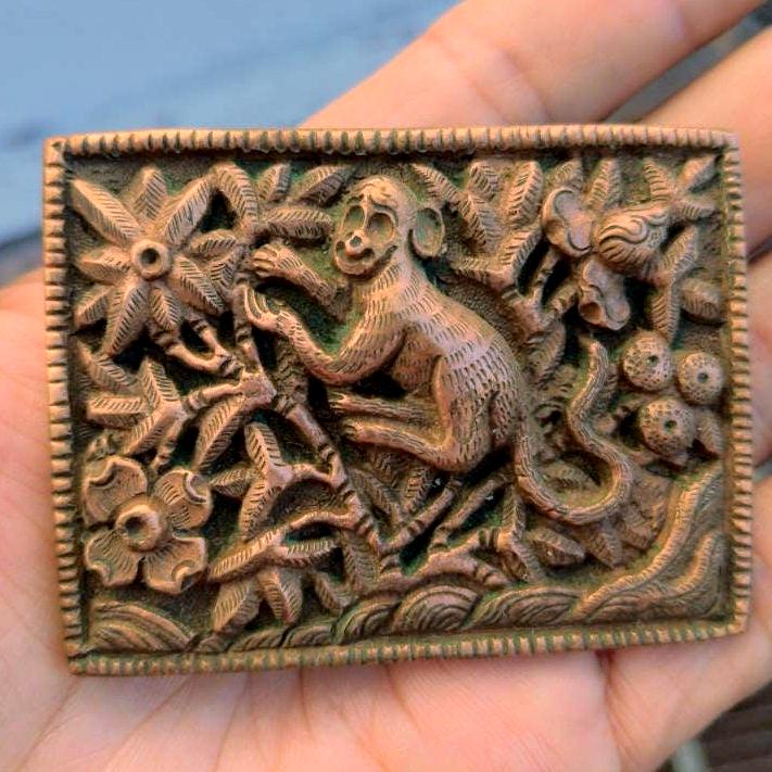 Exotic Tibetan monkey copper Belt Buckle