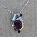 Oval Amethyst 925 Sterling Silver Pendant - Tibetan Style