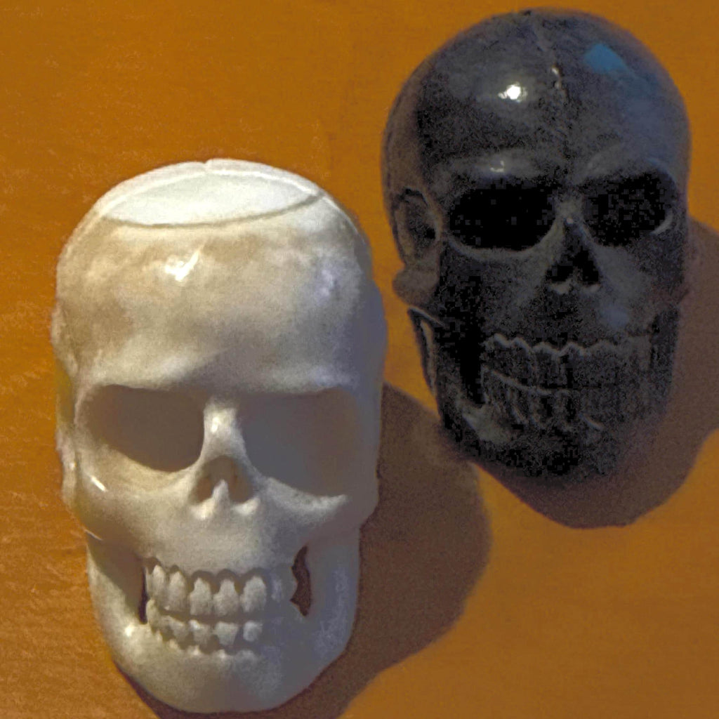 Hand-carved skull beads made from fine yak bones, a rare vintage item from Tibet