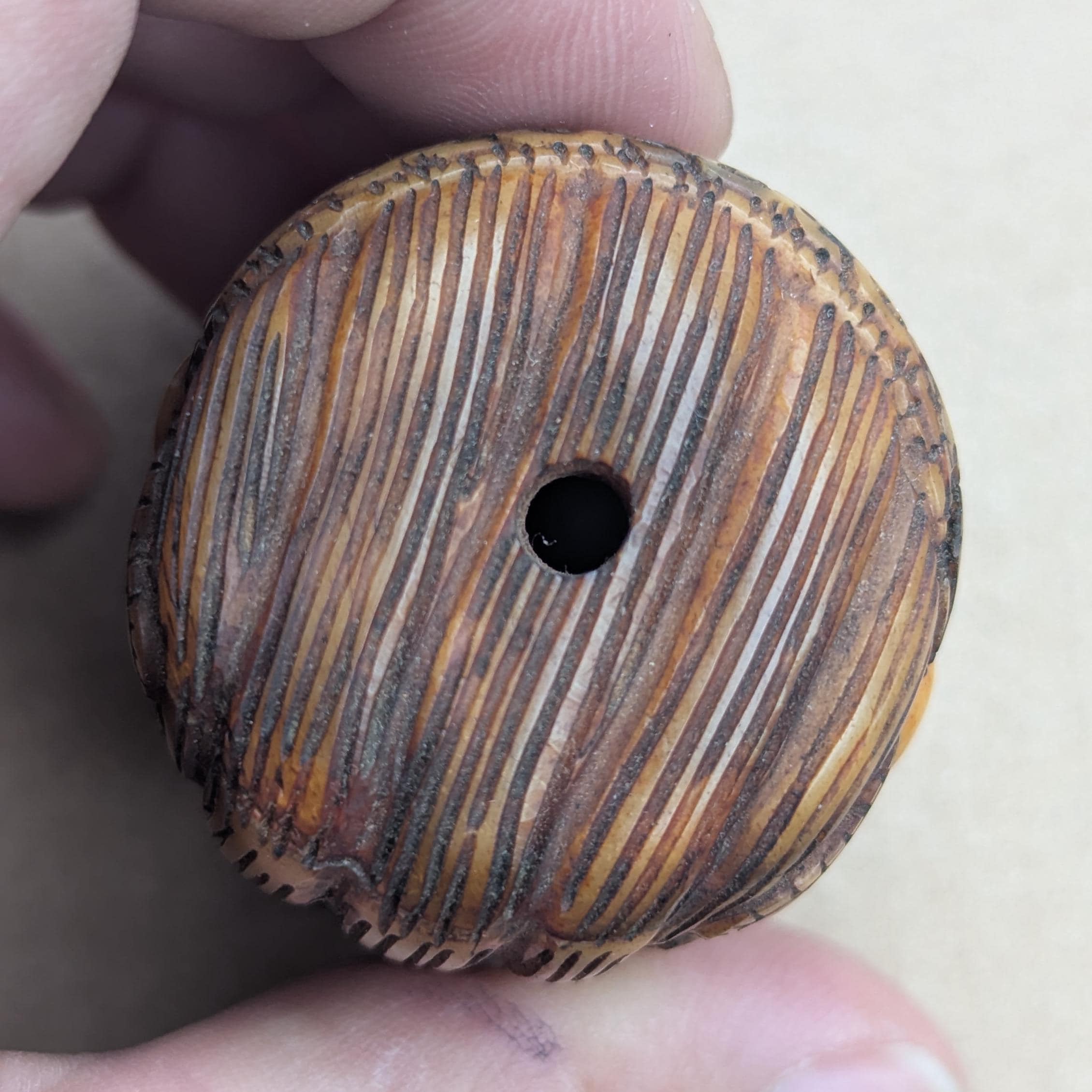 Antique Yak Bone Skull Bead: Hand-Carved Mahakala Protector Deity Pendant