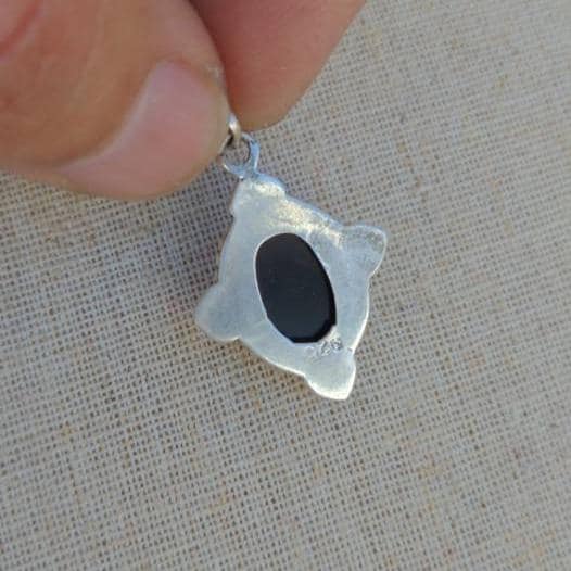 Sterling Silver Oval Onyx Pendant, Anniversary Gift