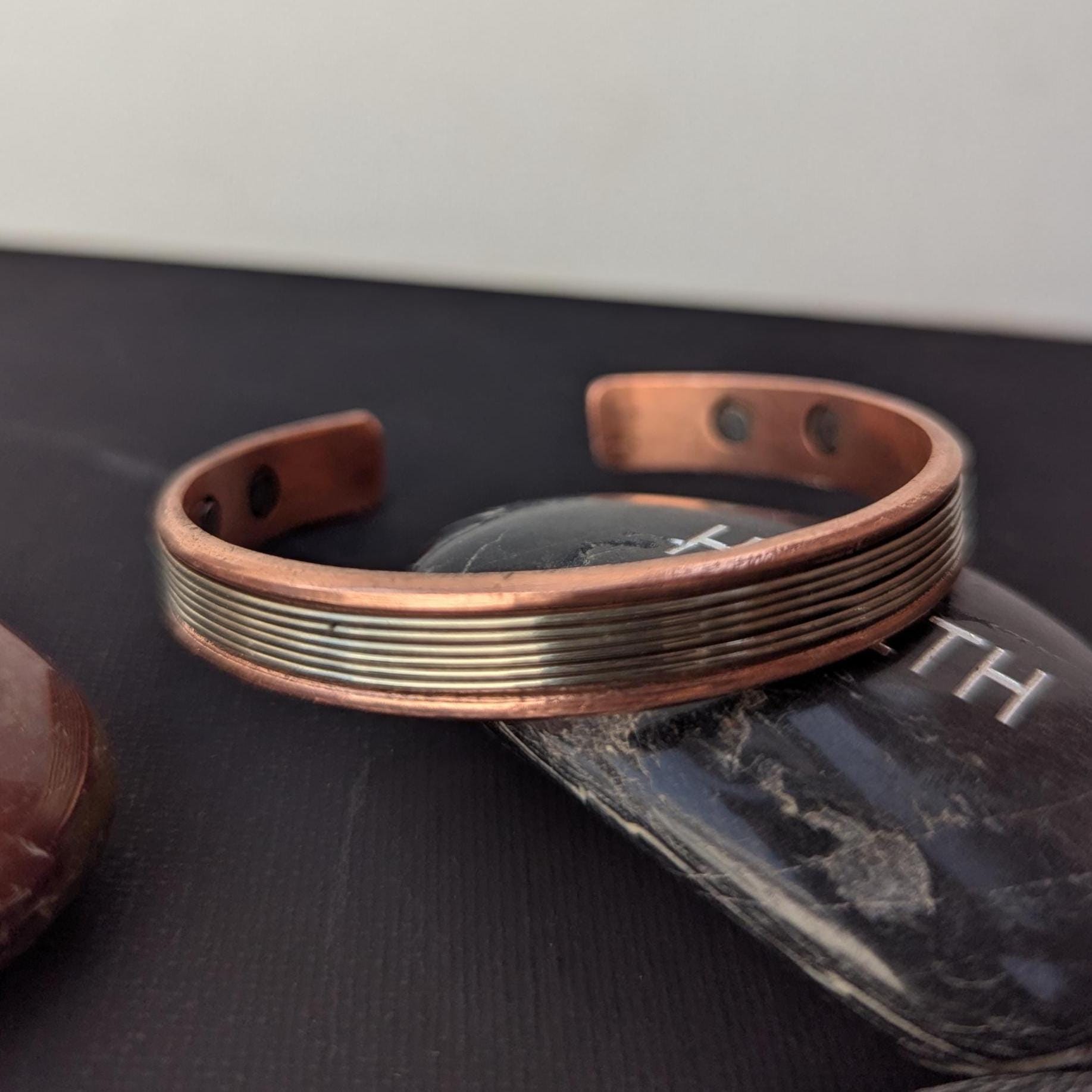 Handmade Pure Copper Bracelet: Minimalist Adjustable Cuff, Wellness Band CB-123