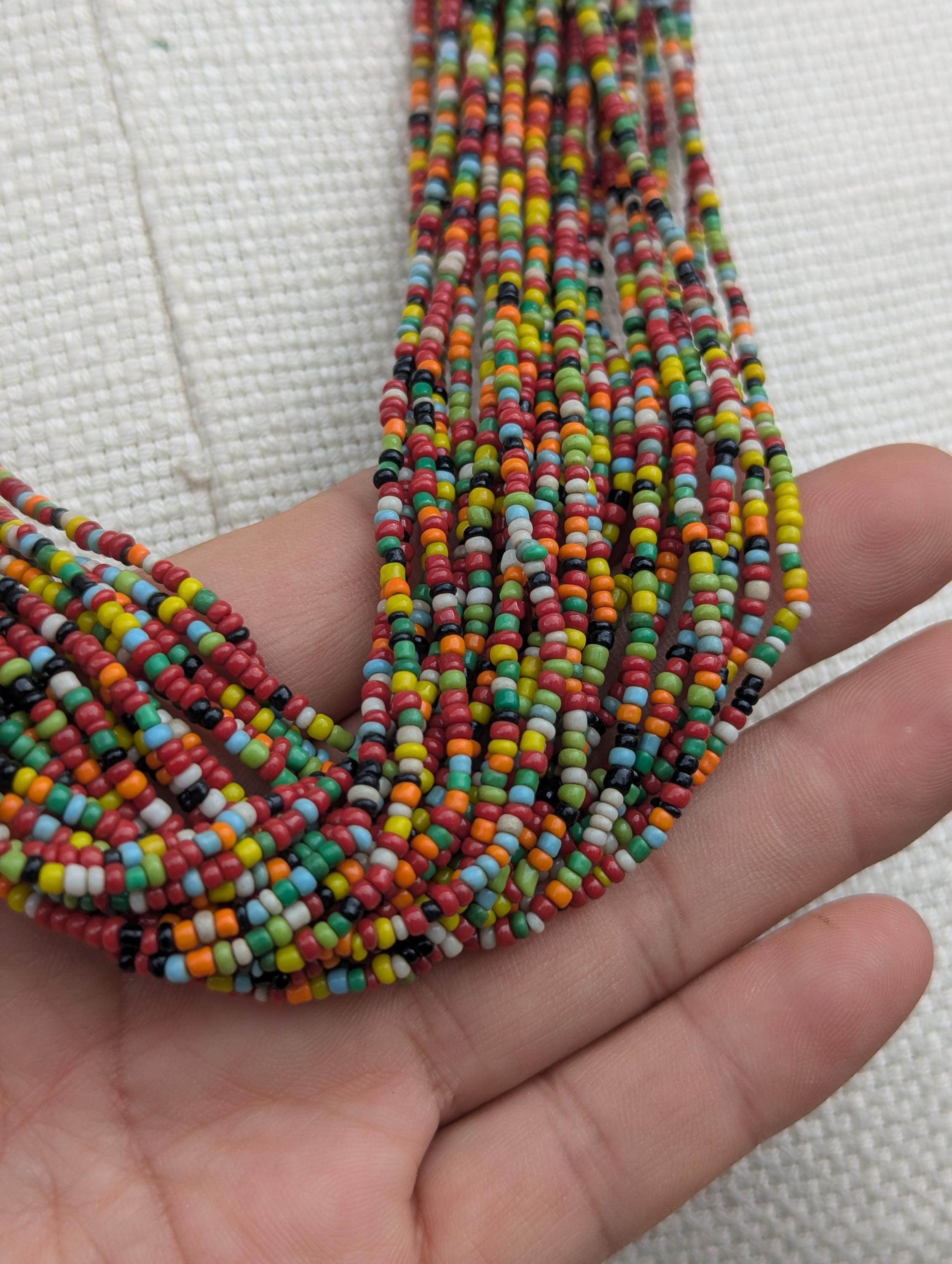 Layered Multicolored Beaded Necklace, Artisan Crafted Statement Jewelry, 22 Inch Length (BBR2)