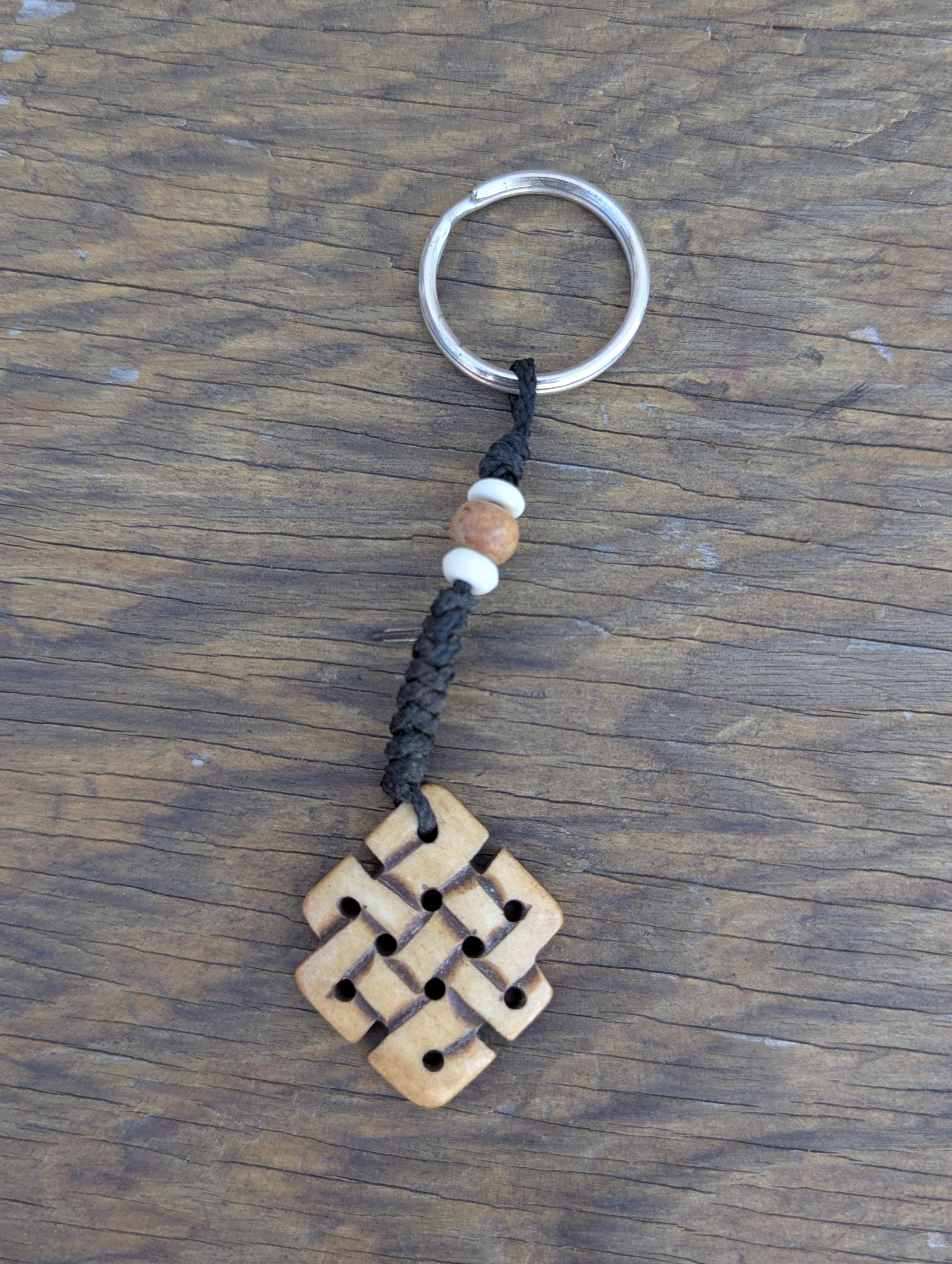 Good luck Keychain vintage Tibetan Buddhist Key chain, genuine yak bone, eco friendly (P7-065)