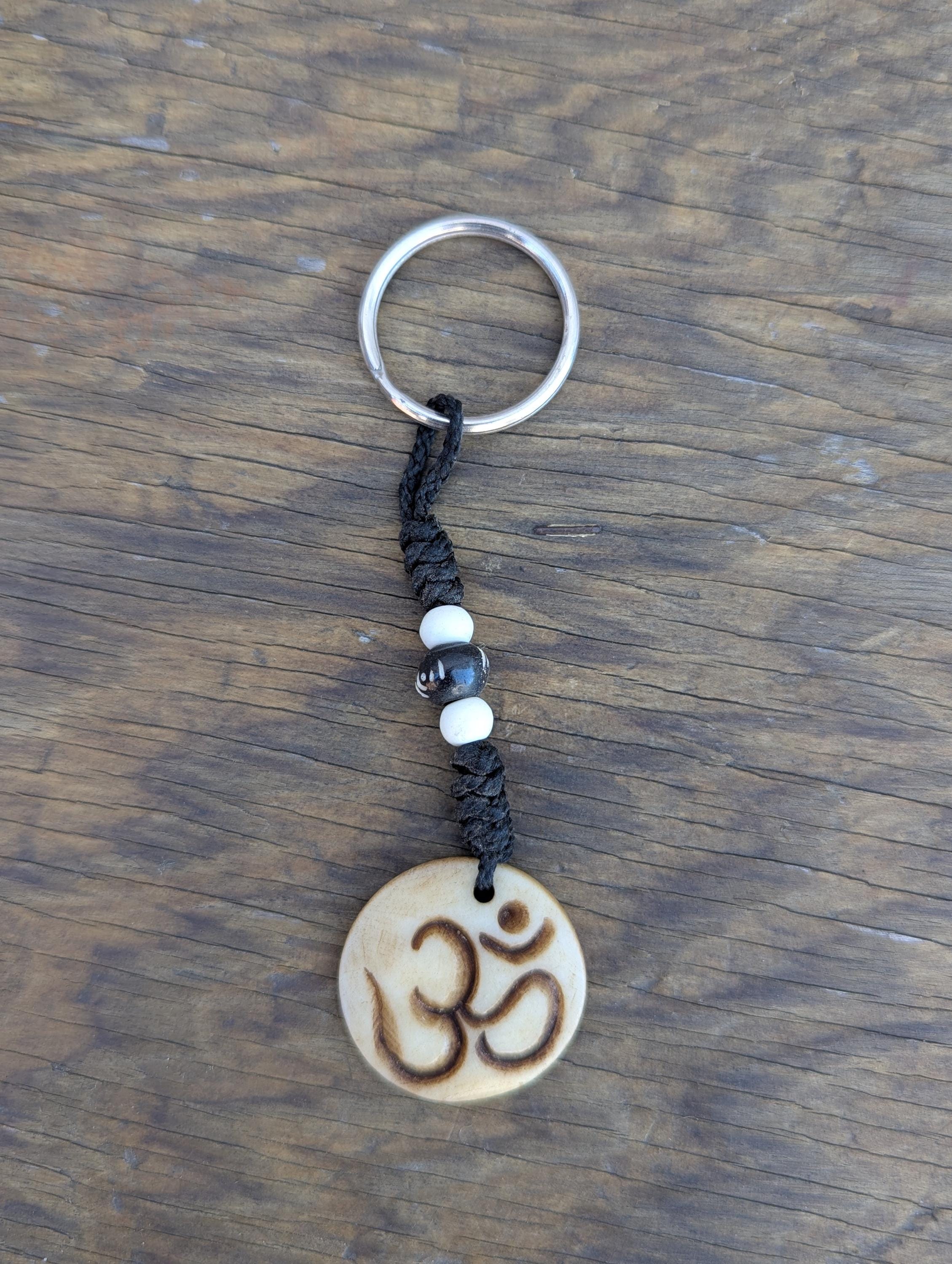 Good luck Keychain vintage Tibetan Buddhist Key chain, genuine yak bone, eco friendly (P7-065)