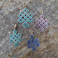 Silver Endless Knot Pendant, Buddhist Compassion Symbol, Interconnection Jewelry