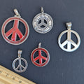 Silver Peace Pendant with Coral Inlay, Handmade Nepal Mandala Symbol