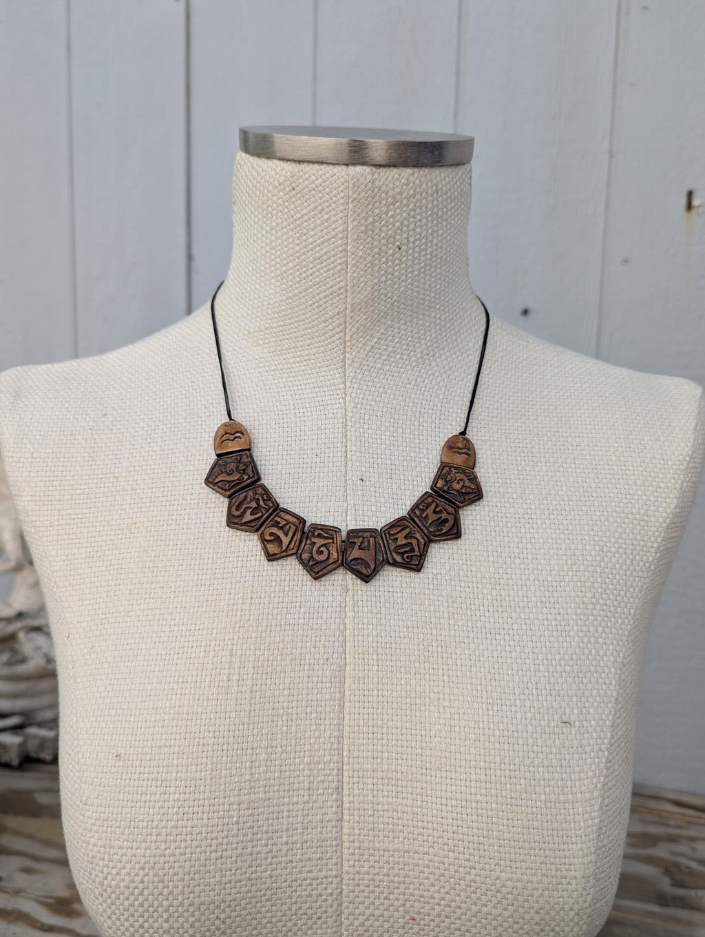Yak Bone Choker Necklace, Himalayan Spirit Jewelry, Honoring Animal Sacredness (BBR2)
