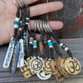 Good luck Keychain vintage Tibetan Buddhist Key chain, genuine yak bone, eco friendly (P7-065)