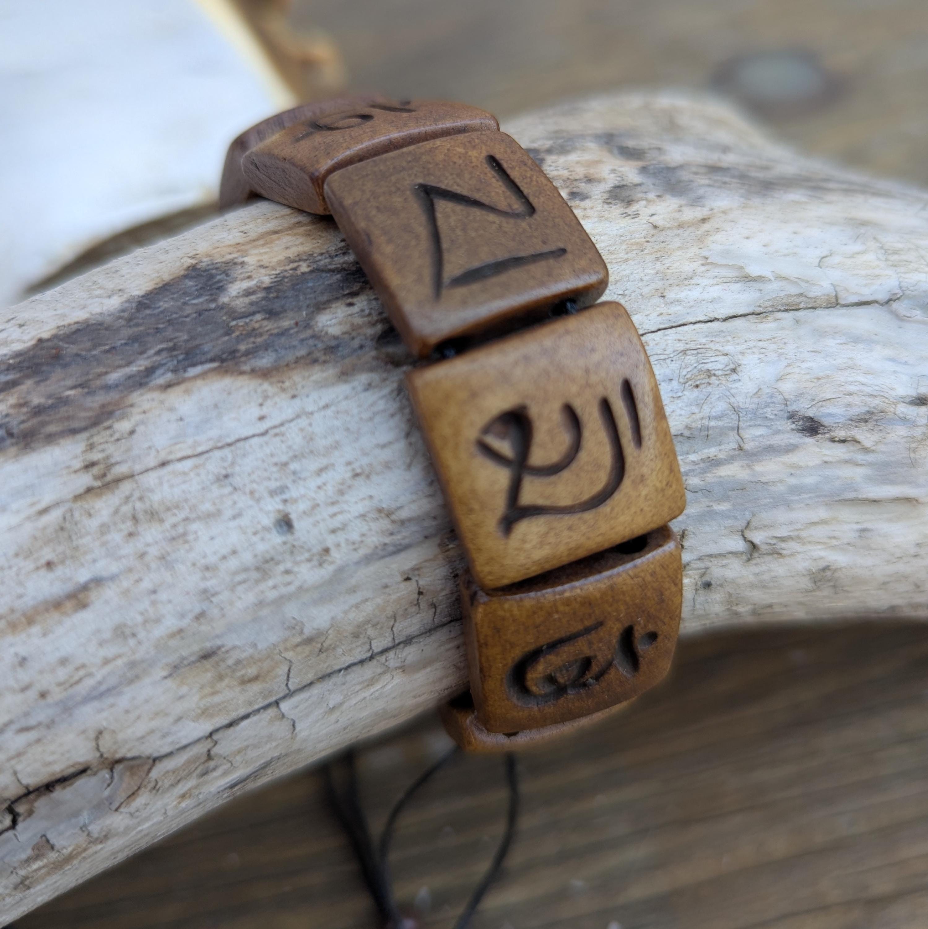 Hand-Carved Yak Bone Bracelet, Tibetan Om Mantra, Adjustable Spirit Jewelry (BBR1A)
