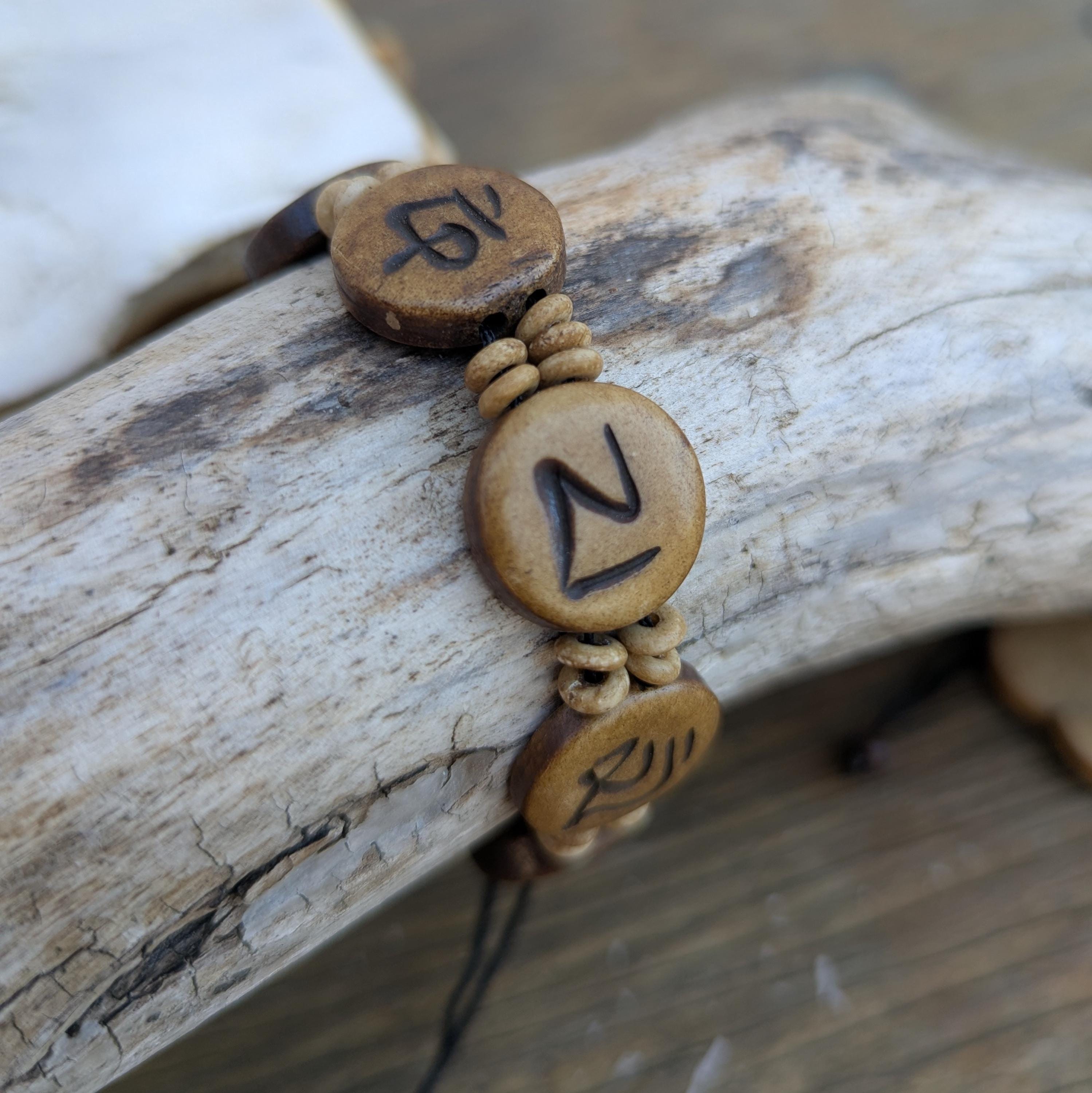 Hand-Carved Yak Bone Bracelet, Tibetan Om Mantra, Adjustable Spirit Jewelry (BBR1A)