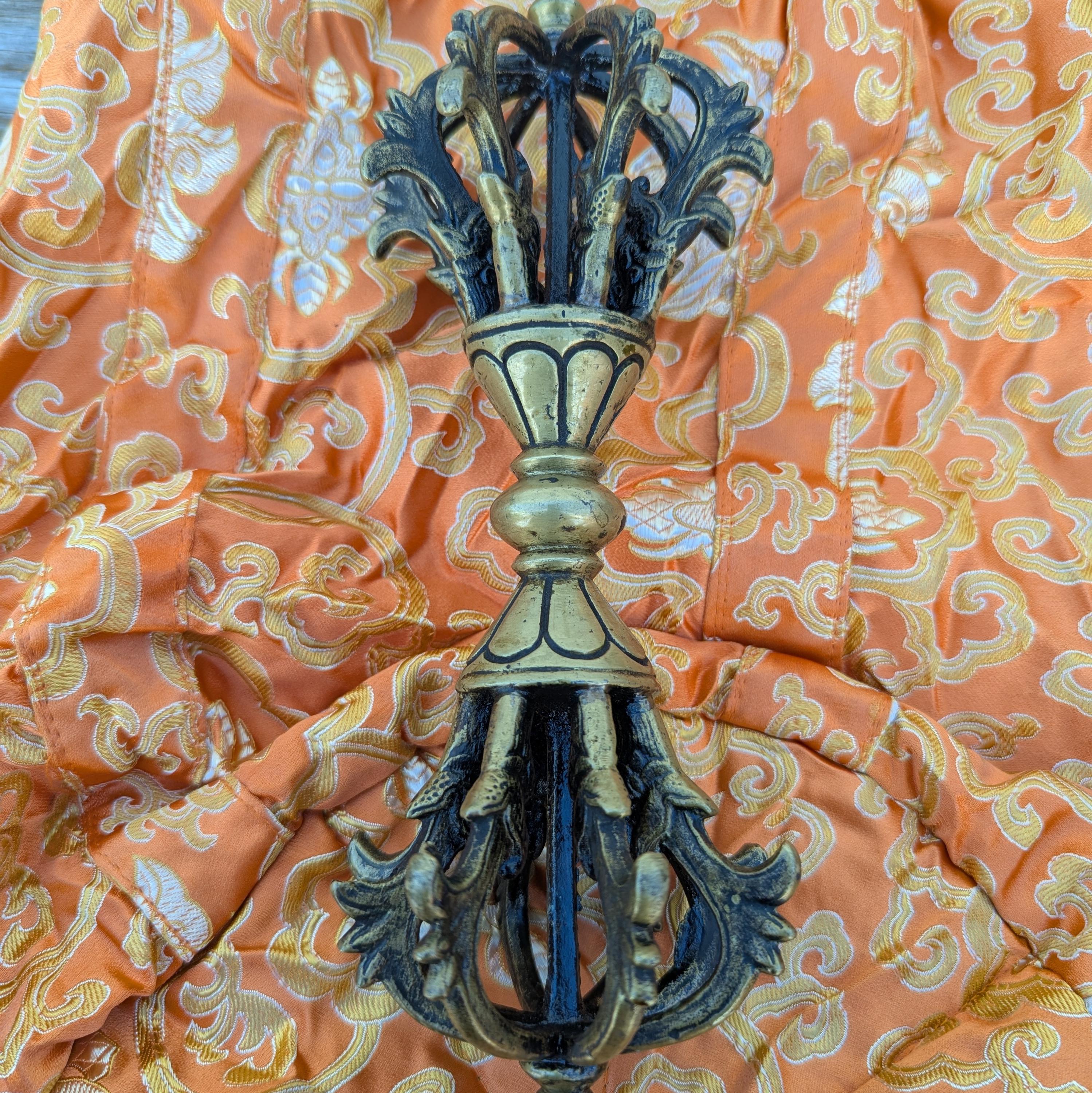Huge 10-inch Brass Dorje, Handmade Tibetan Ritual Object, Buddhist Meditation Symbol.