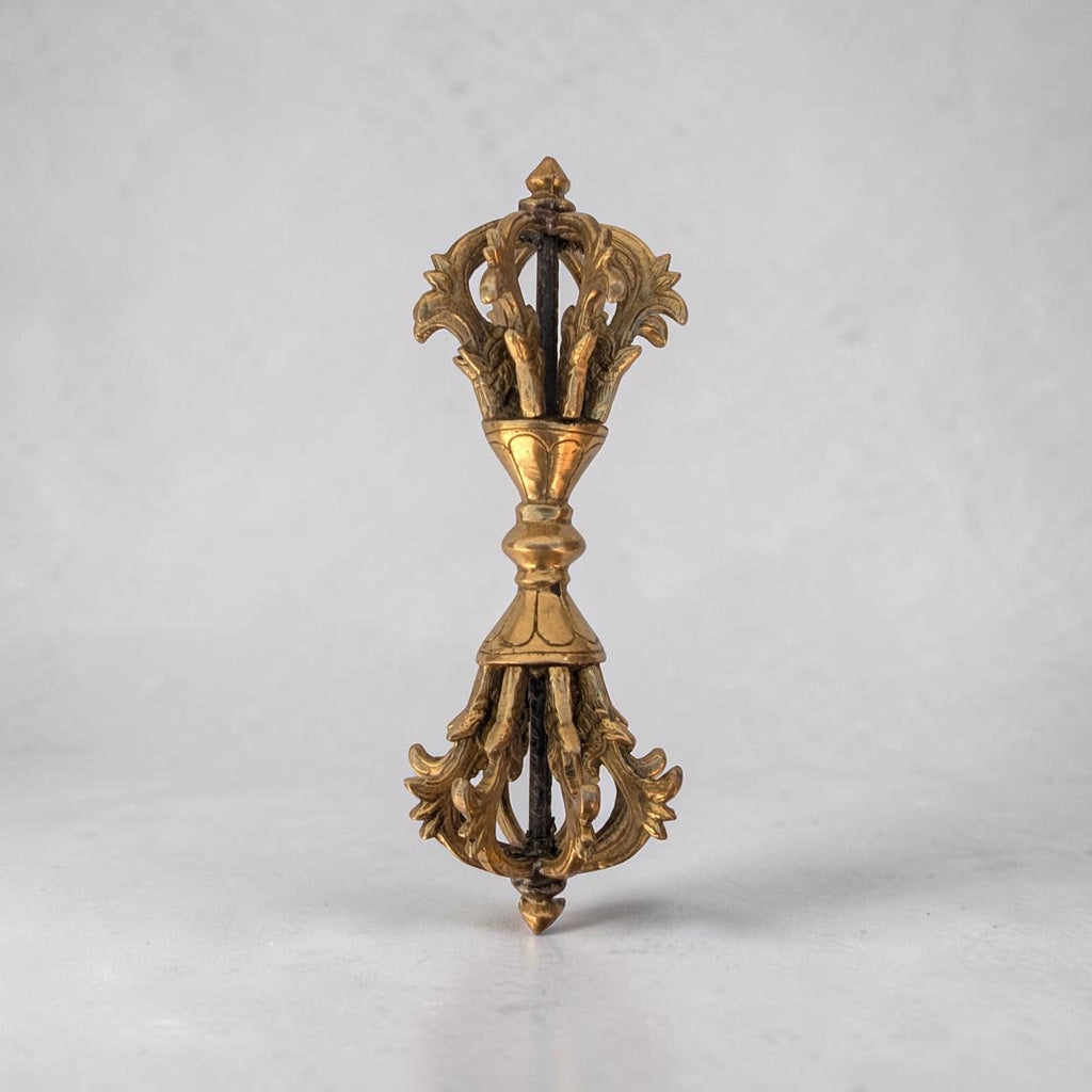 Huge 10-inch Brass Dorje, Handmade Tibetan Ritual Object, Buddhist Meditation Symbol.