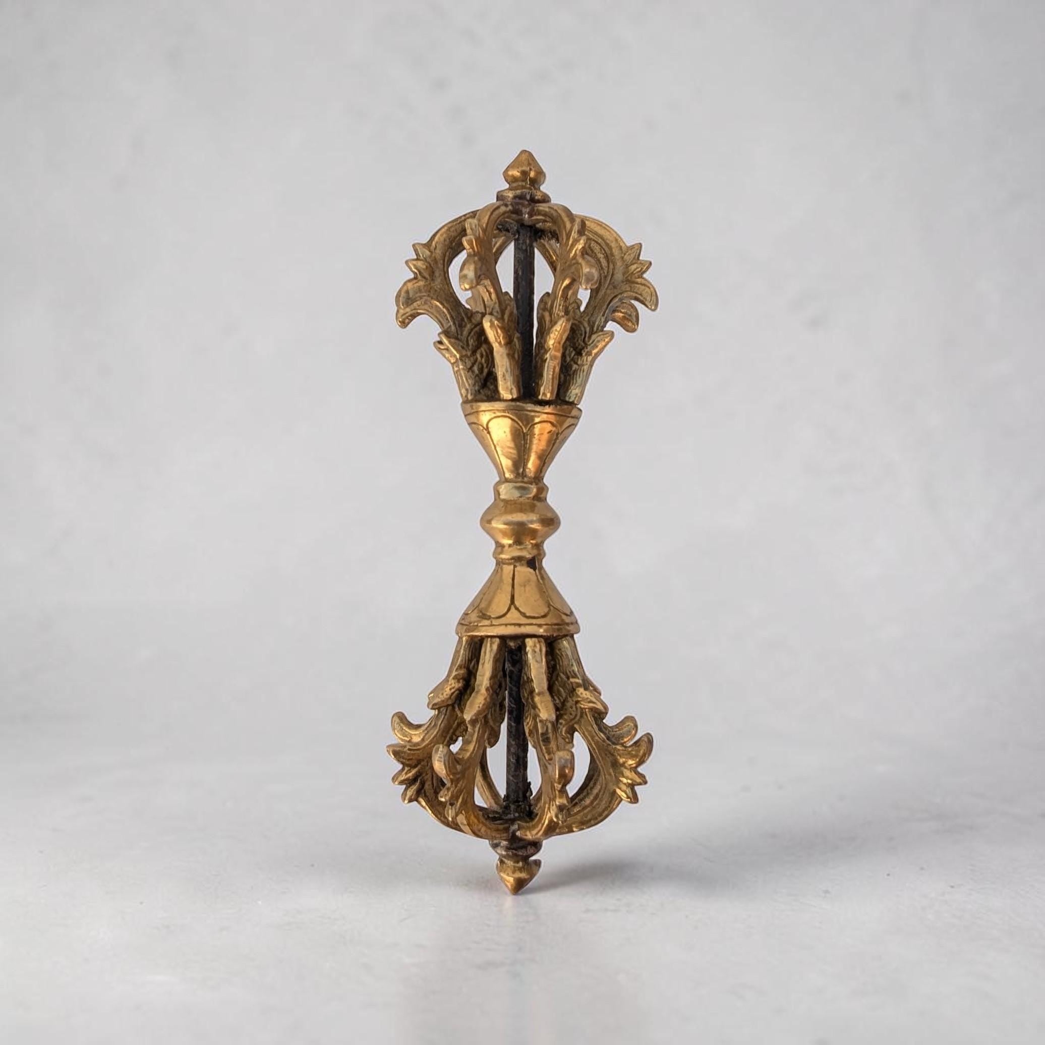 Huge 10-inch Brass Dorje, Handmade Tibetan Ritual Object, Buddhist Meditation Symbol.