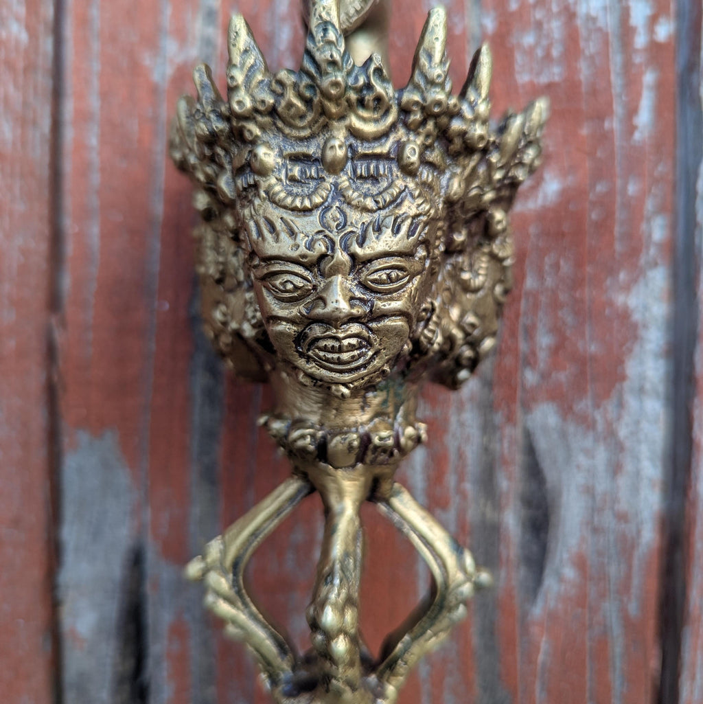 Handcrafted Brass Phurba, Himalayan unique art tool, Tibetan Ritual Kila Dagger for Meditation & Protection. (BBR3)